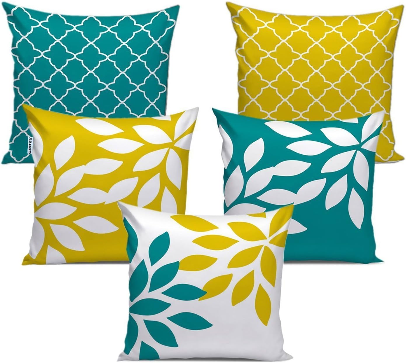 CIDIZY Velvet Geometric Cushion Cover, 16x16 Inch, Multicolour, Set of 5