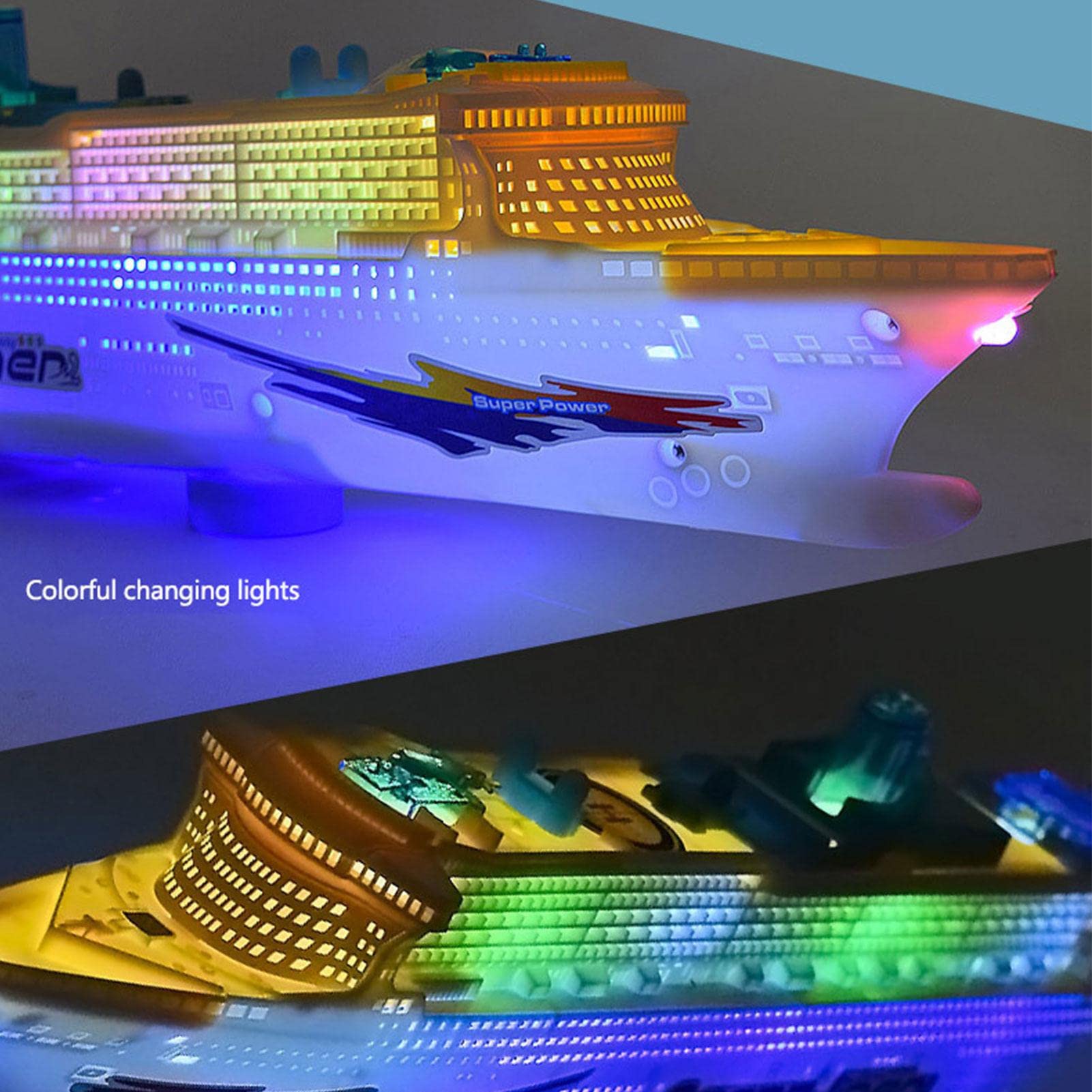 Giocattolo elettrico per nave da crociera - Modello di transatlantico a LED lampeggiante in ABS, barca a ruota universale, giocattolo interattivo educativo | Premi per l'aula perfetta Regalo di comple
