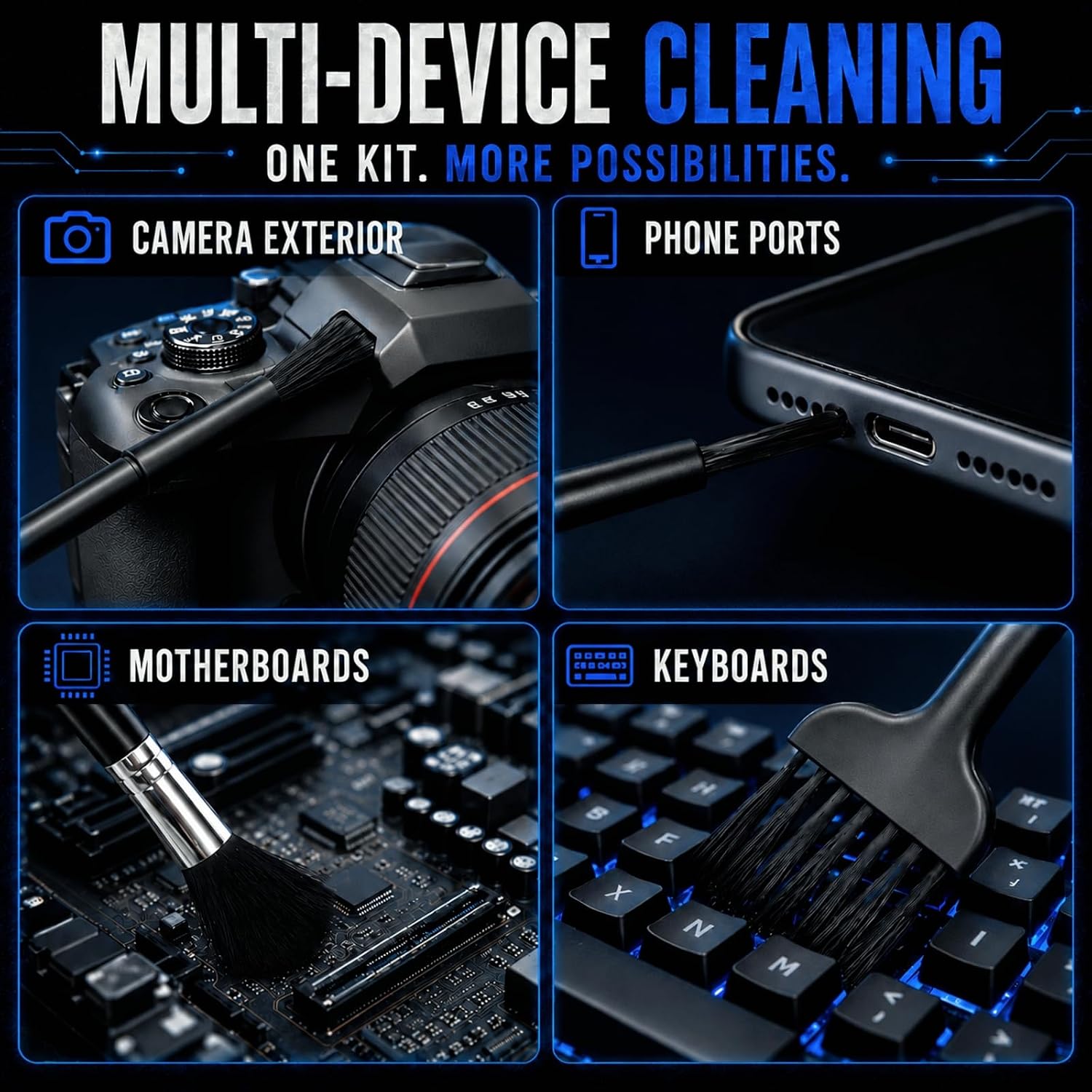 6-Piece Keyboard Cleaning Kit with Keycap and Switch Puller, ESD Brushes