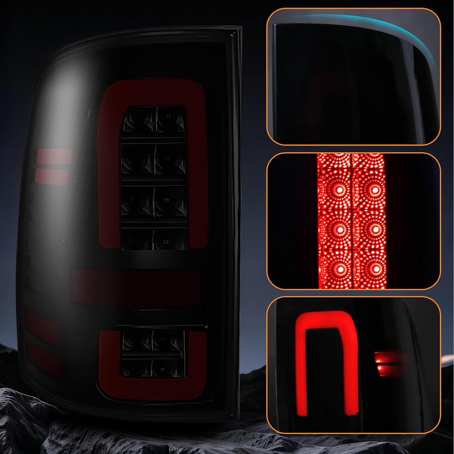 Smoked Black Full LED Tail Lights for 2009–2018 Dodge Ram 1500/2500/3500 & 2019–2024 Ram 1500 Classic, Plug & Play Blackout Style Rear Lamps