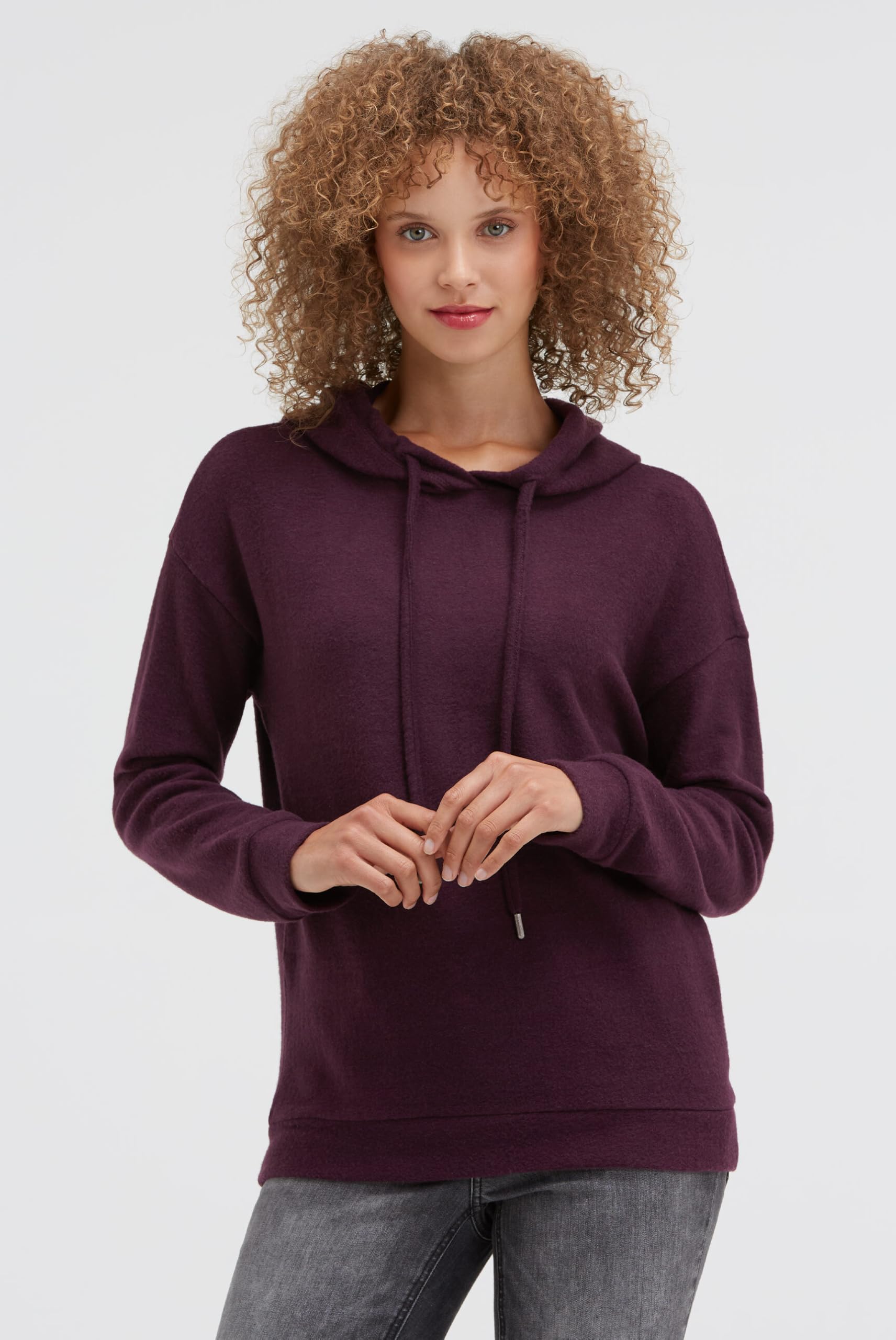 SOCCX Damen Hoodie aus Flauschstrick