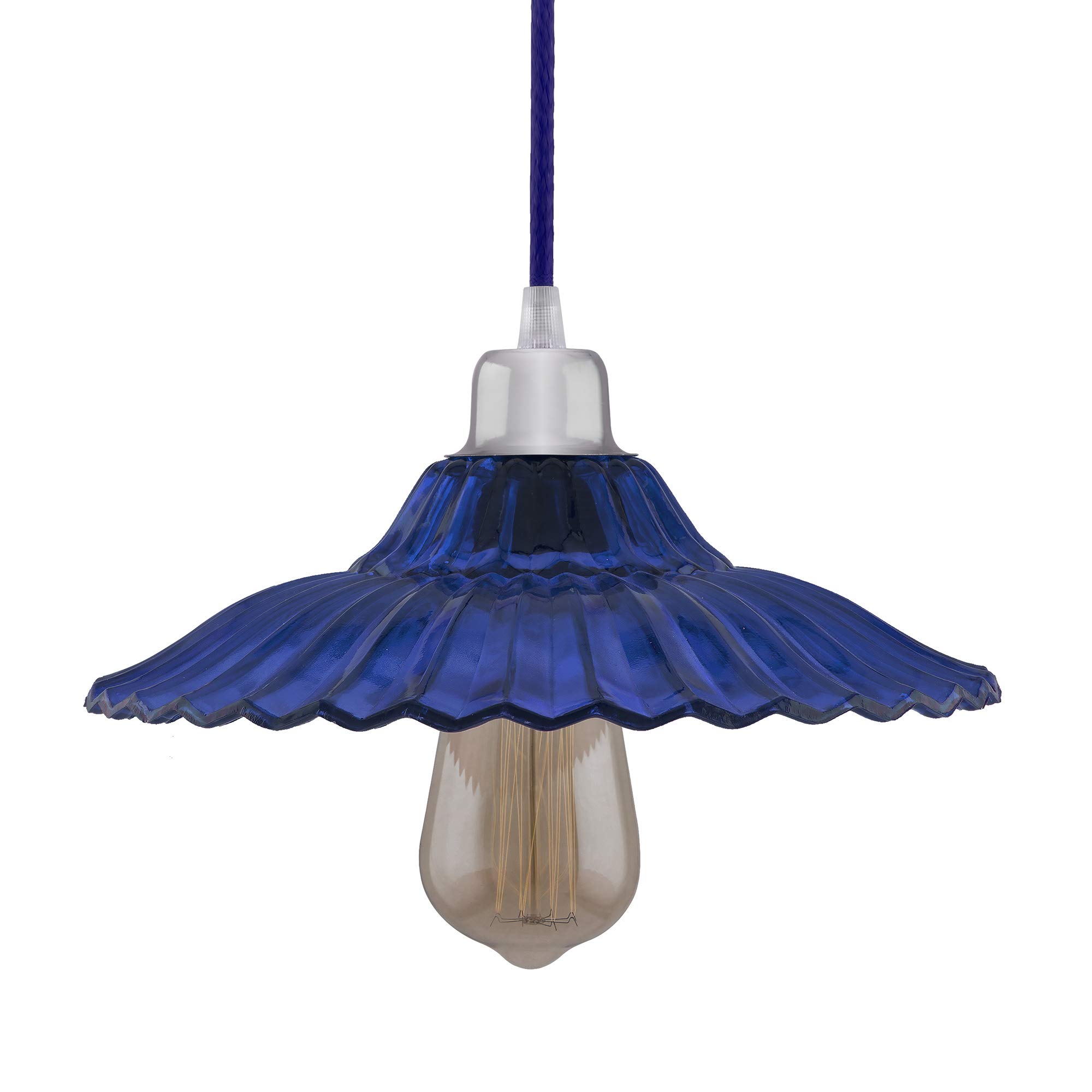 Homesake Vintage Hanging Pendant Light with Blue Glass Shade, Edison Bulb-Retro Industrial Ceiling Lamp for Home Decor,Bohemian Style, Farmhouse Lighting,Industrial Design,Ceiling Fixture(Transparent) - Image 3 thumbnail