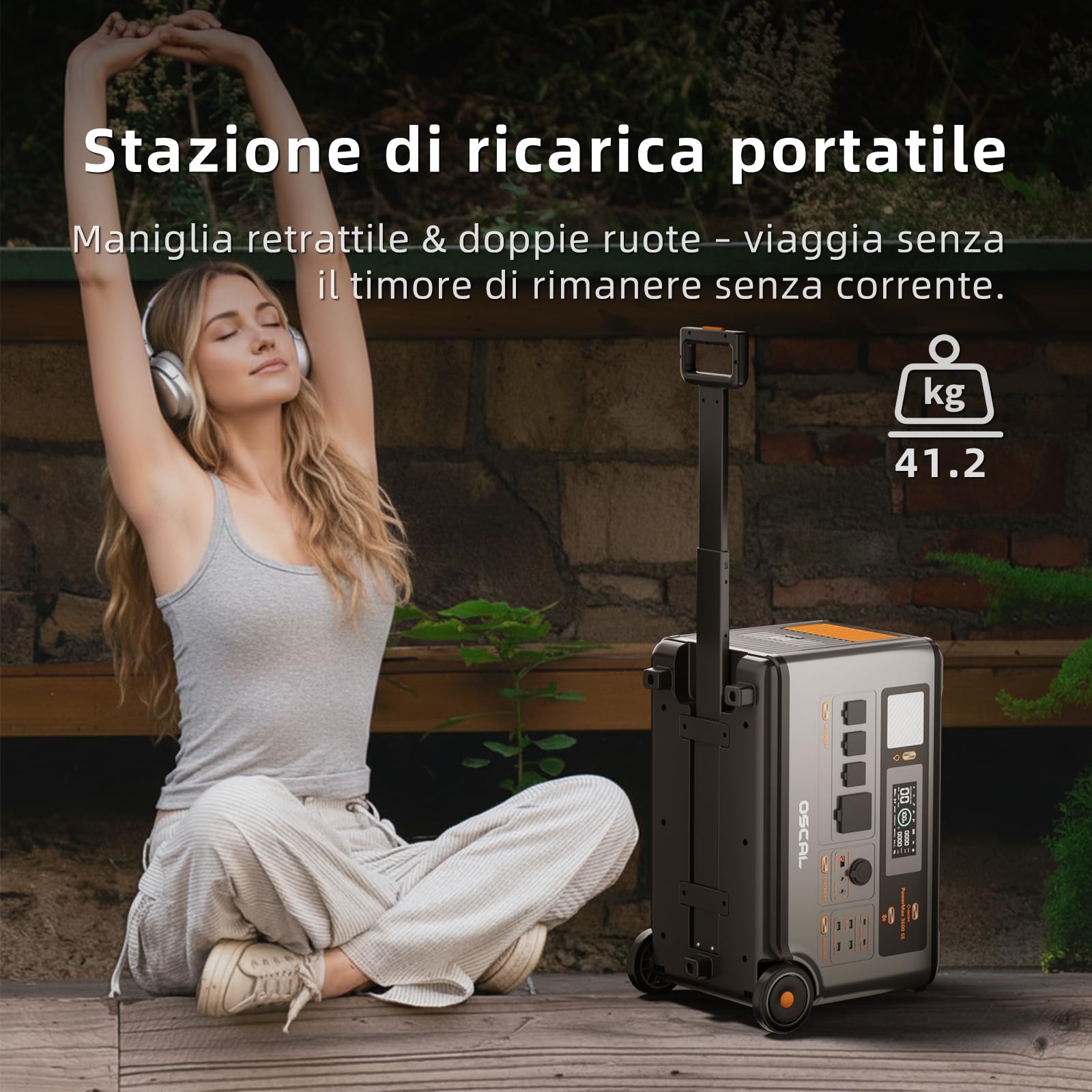 PowerMax 3600SE Stazione Elettrica Portatile 3600W (6000W Picco) 3600Wh LiFePO4 Generatore Solare con 4 Prese AC, UPS, Power station con 3 Pannello Solare da 400W per Casa, Camper, Campeggio