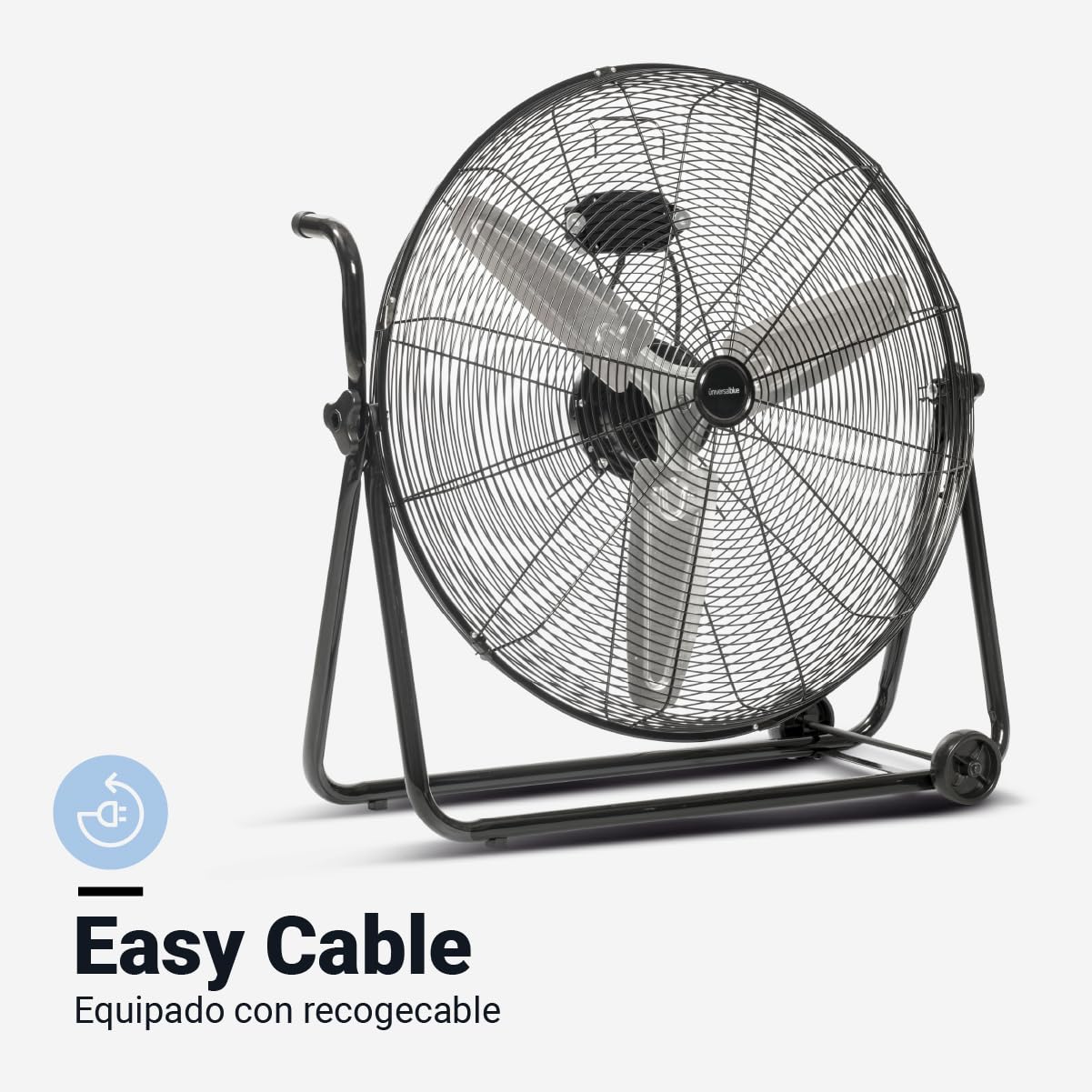 UNIVERSALBLUE Ventilador Industrial de Suelo | Begro | 61 cm de Diámetro | 3 Aspas de Aluminio | Potente 160W | Cabezal Ajustable | 3 Velocidades | Estilo Vintage - Industrial