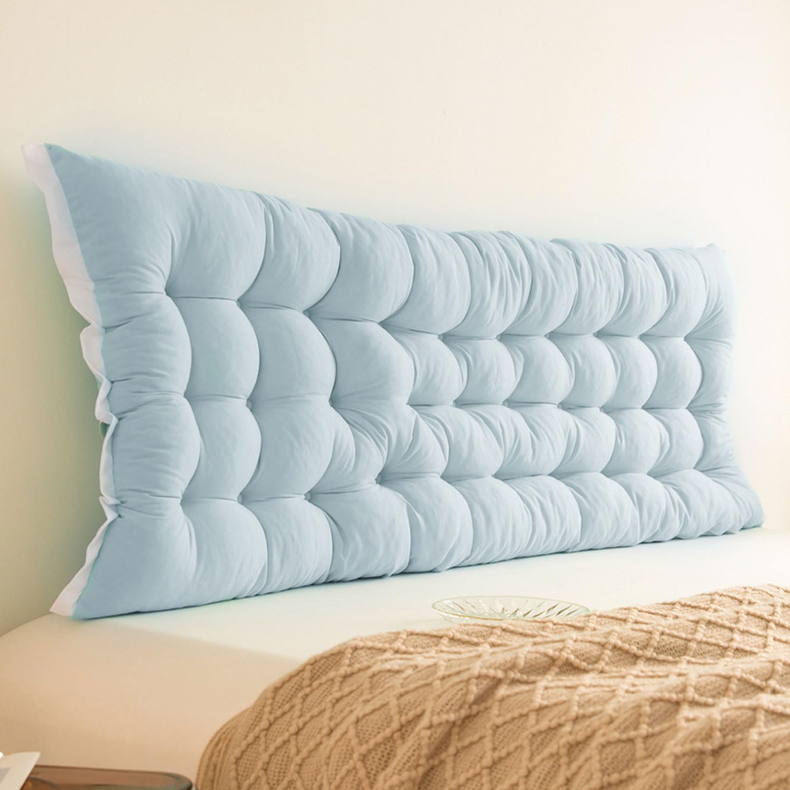 Cuscino di supporto lombare regolabile di alta qualità, con lacci, cuscino ergonomico per leggere e rilassarsi su divano e divano, cuscino per schienale lungo per adulti (150 x 50 x 5 cm, blu)