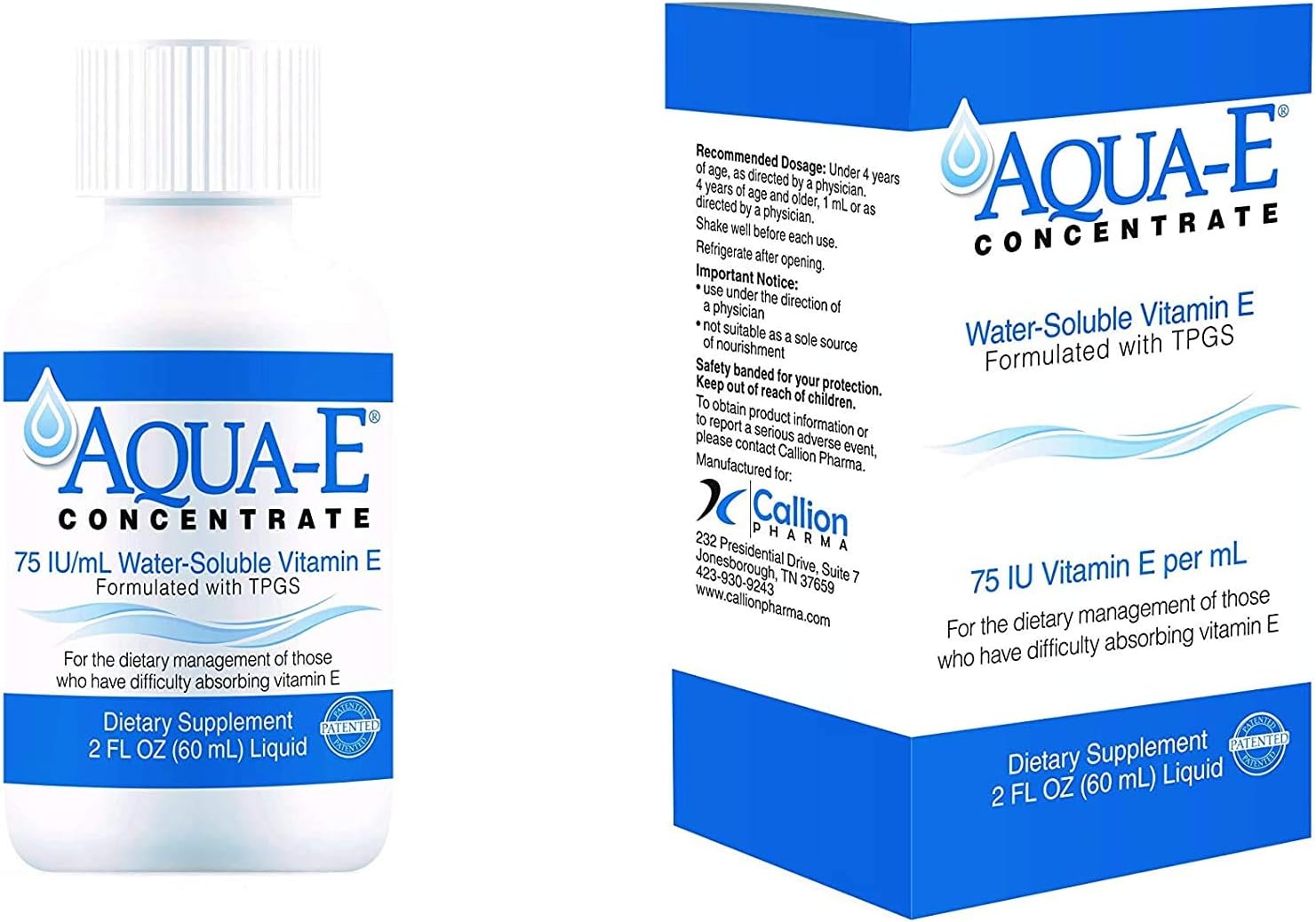 DEKAs by Callion Pharma Aqua-E Concentrate 75 IU/ml, 60 ml Bottle