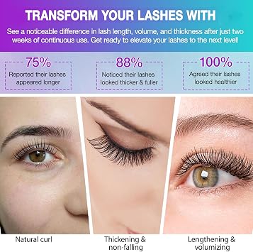 Eyelash Serum for Growth and Thickness, Eyelash Growth Serum, Eye Lash Serum Growth Rapid Lash For Longer, Stronger, Natural Eyelashes,for Sensitive Eyes, Non Irritating, Vegan, Nourishing Formula 5ML