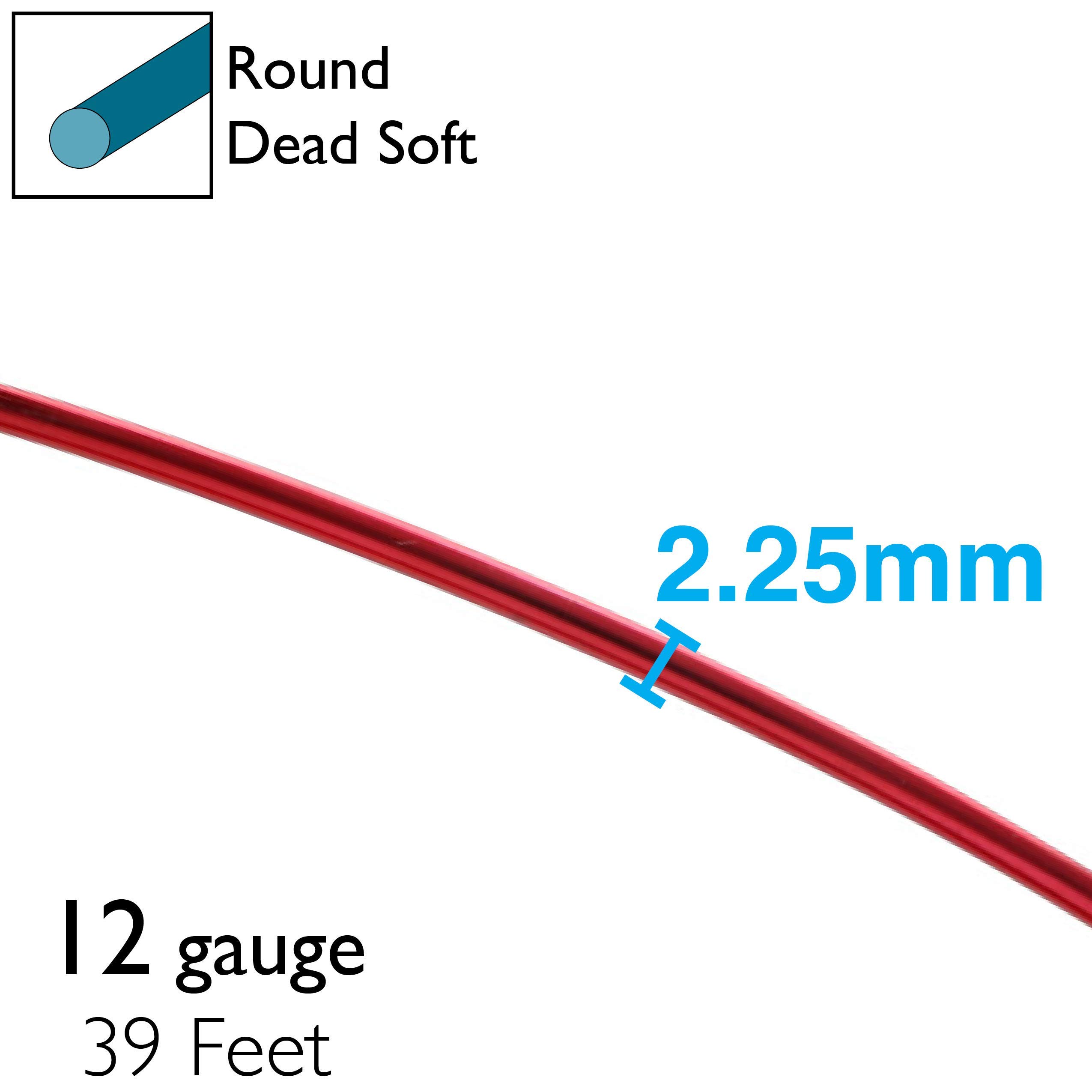 BeadSmith The 12-Gauge Anodized Aluminum Wire for Jewelry Making Metal Wire for Wrapping (Red), 39' - Image 4