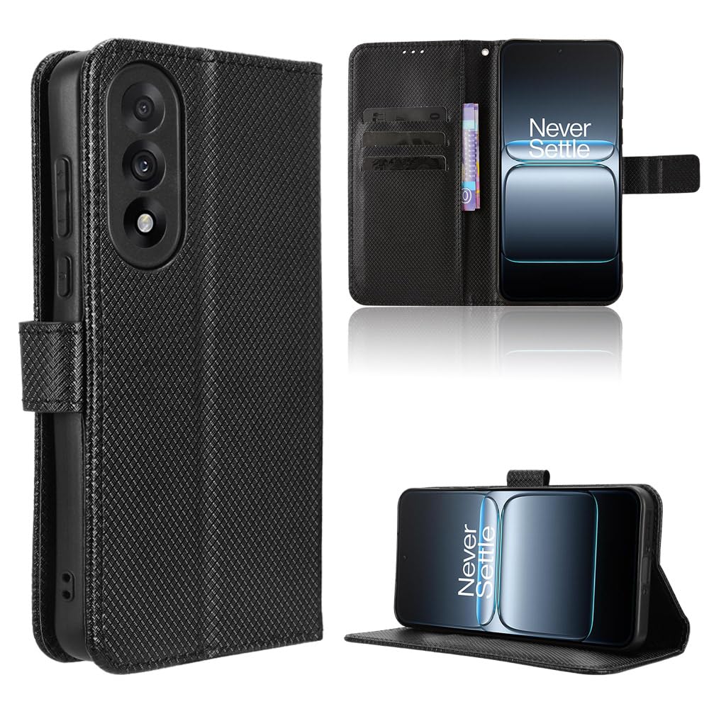 Compatible with OnePlus Nord 5 Leather Case,PU Leather flip Cover Compatible with OnePlus Ace 5 Ultra Case Cover Black