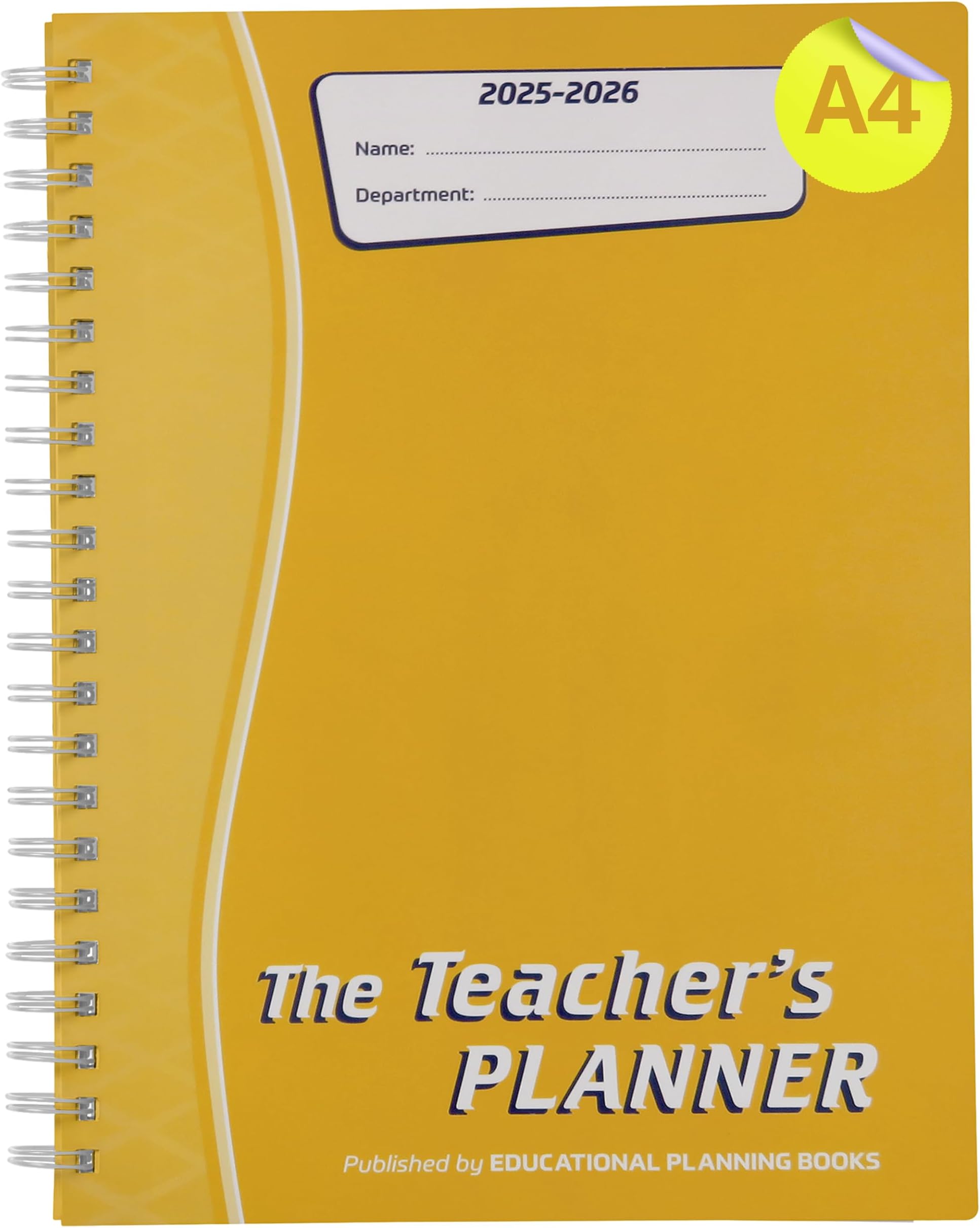 Educational Planning Books - The Teachers Planner 2025-26 | (A4, 10 Periods) | Page-a-Day & Undated, with Dedicated Pages for Year Planning, Exams, Marking, Contacts, and more - Yellow (TP5-Y)