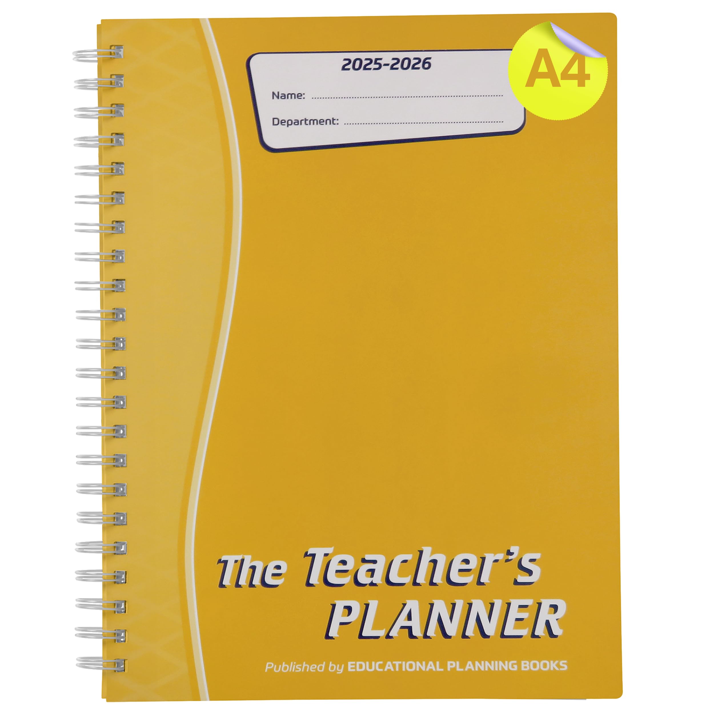 Educational Planning Books - The Teachers Planner 2025-26 | (A4, 10 Periods) | Page-a-Day & Undated, with Dedicated Pages for Year Planning, Exams, Marking, Contacts, and more - Yellow (TP5-Y)