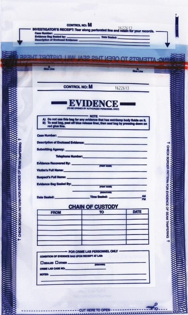 Tritech Forensics9" x 12" Evidence Security Bags (100/pk), Clear Polyethylene (PE) Gel, Self-Sealing, Transparent