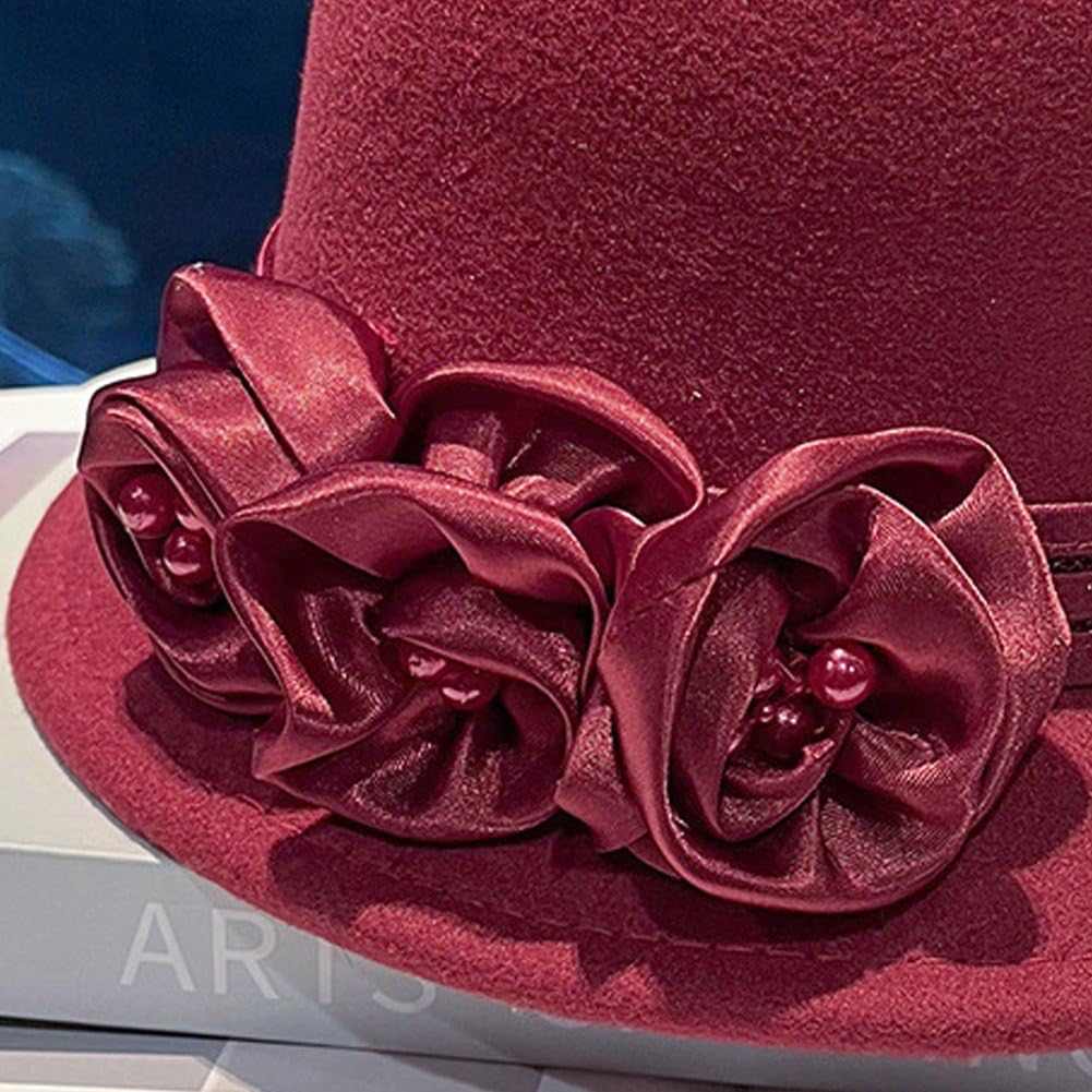 Wudaizhi Damen-Cloche-Hut Der 1920er Jahre, Runder Filzhut, Bowlerhut, Fedora-Hut, Vintage-Hut, Blumenmuster, Kirchenhüte, Cloche-hüte, Elegante Kirchenhüte, Sommer