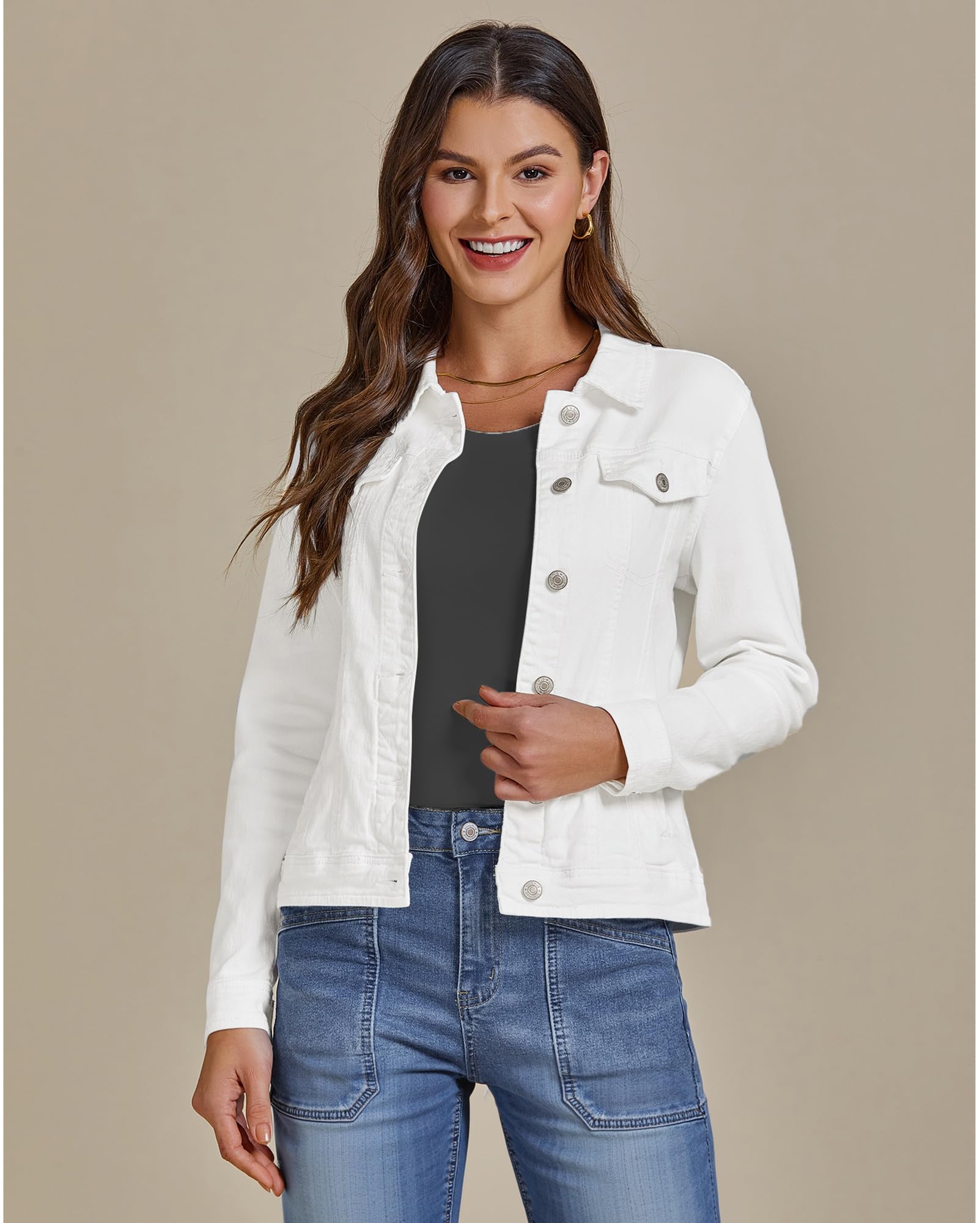 Vetinee Veste en Jean Femme Blouson Jean