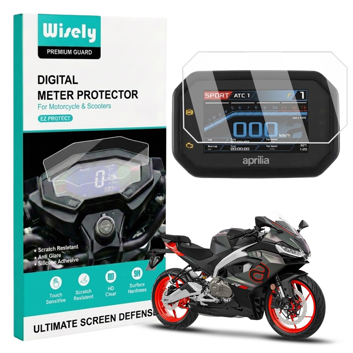 Wisely Premium Screen Guard for APRILIA RS457 Bike - 5 INCH TFT Display Digital Meter Protector - HD Clear, Full Cover - Easy Installation Kit - RS 457 Instrument Cluster Accessories-image-4