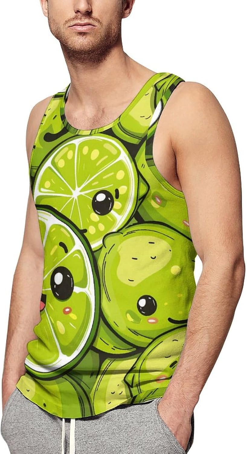 Fresh Lemon Men's Tank Top Sleeveless Muscle Shirts Vest Beach T Shirts for Workout Gym