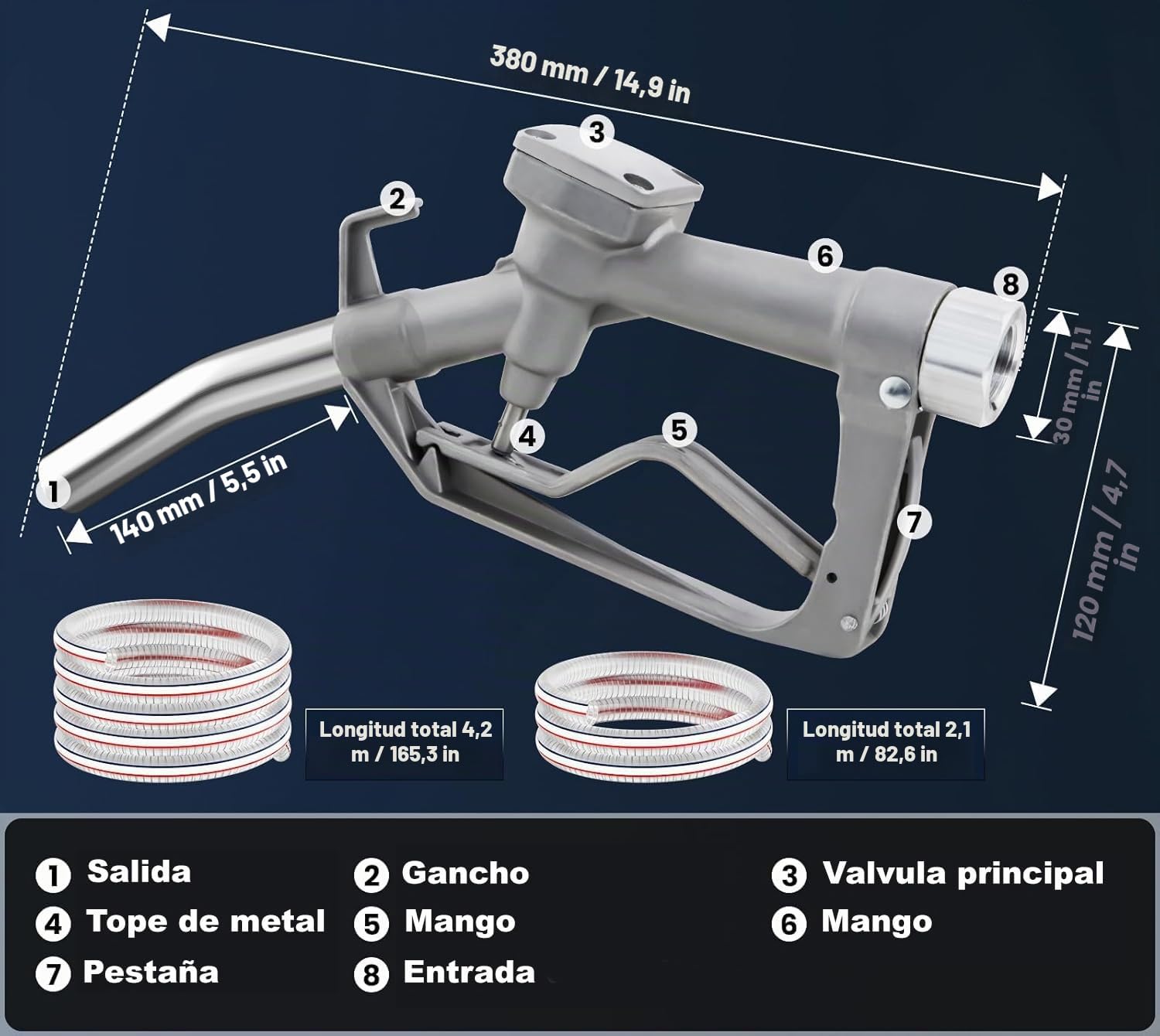 Bomba de Diesel Gasoil 12V 175W para transferir combustible con mangueras, 0-50 L/min