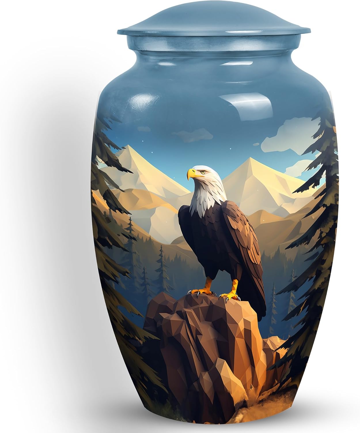 Eagle in Mountains Large Urn for Adults Ashes Female & Male - Memorial Urn for Adult Ash - Burial Cremation Urns for Human Ashes Women - Funeral Remains, Blue, PAR-CLS-URN-185