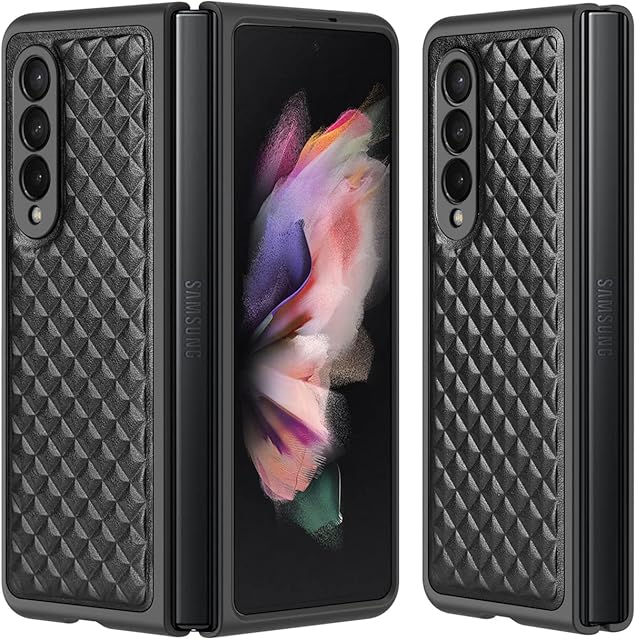 DUX DUCIS Case for Samsung Galaxy Z Fold 3 5G, Premuin Genuine Leather Protective Phone Case Cover for Samsung Galaxy Z Fold3 5G (Black)