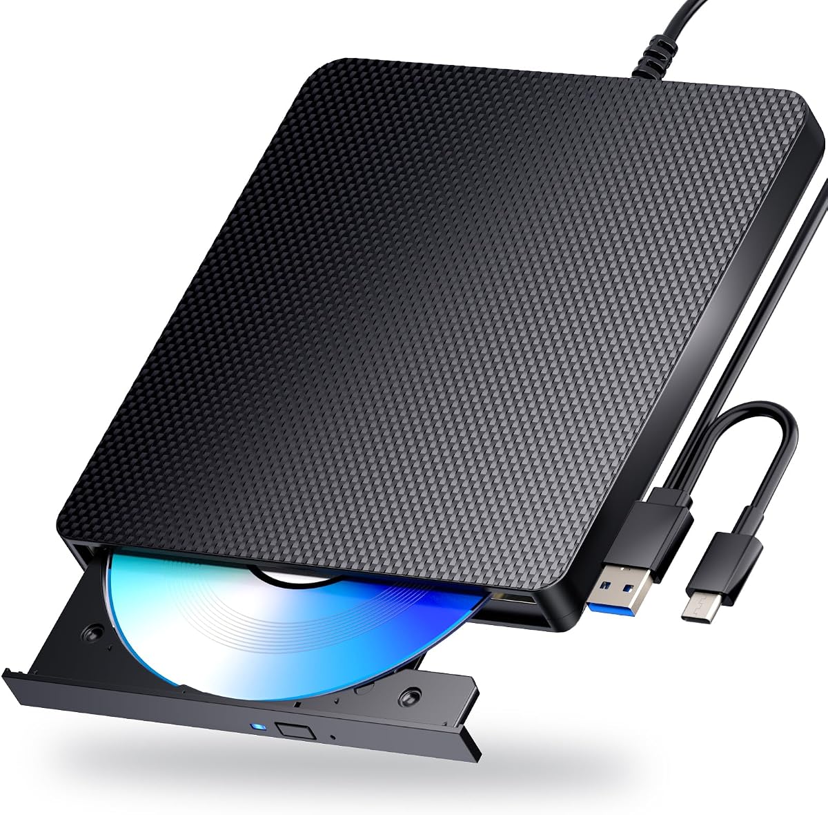 Dainty External Blu ray Drives Player Read Compatible BD DVD Drive USB 3.0 / Type-C CD DVD Burner Blu ray Player for pc, Windows 7-11 & Mac（Black）