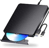 aelrsoch External Blu-ray Drive USB 3.0/Type-C Blu-ray DVD Burner Player Read/Write for PC Laptop Windows 11 Mac Black