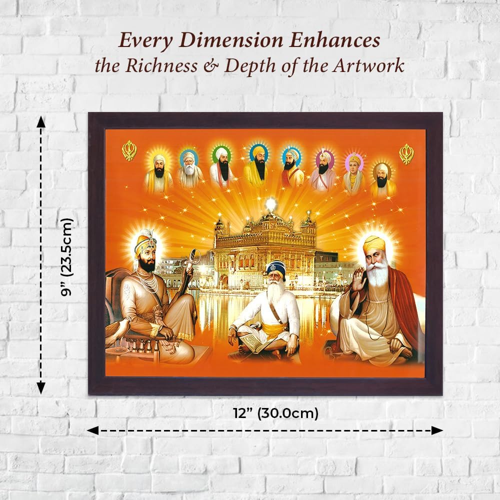 Lord Sikh Guru poster print with frame for Home Decor and Gifting Purpose (229-203)