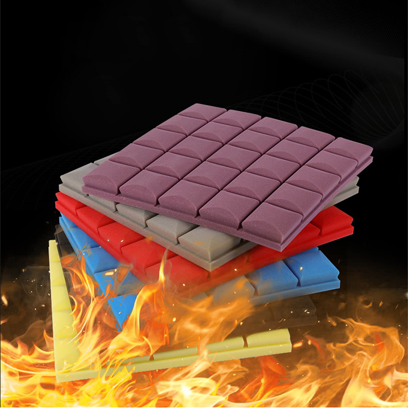 NEECS Paneles acústicos para decoración de Paredes, Espuma autoadhesiva de algodón Absorbente de Sonido para prevención de Incendios, Espuma insonorizada de Alta Densidad para Cine en ca