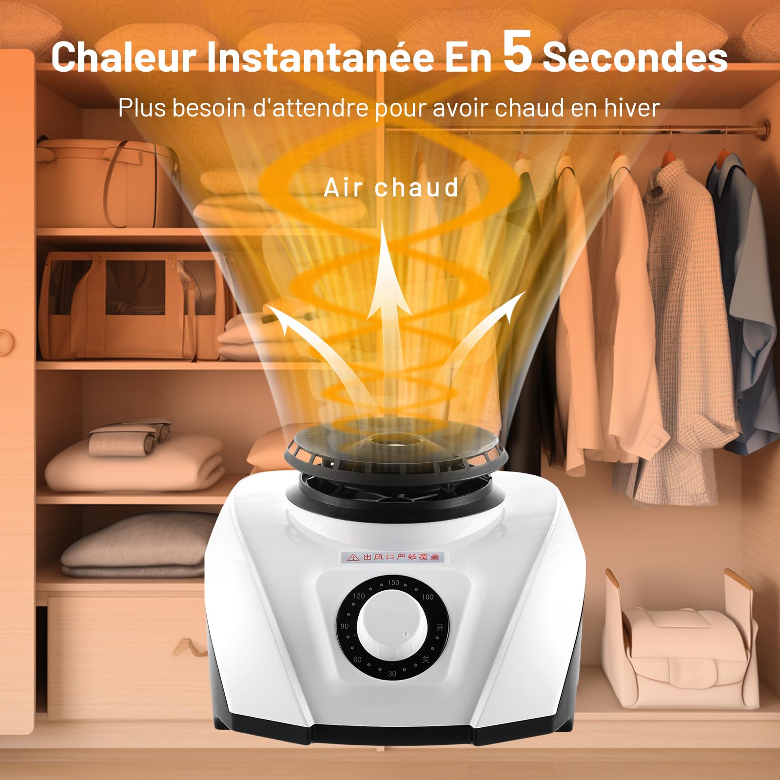 F Fityle Sèche-Linge Portable avec Fonction de Minuterie 900 W, Appareil de Séchage Électrique Compact et Silencieux, Séchoir Électrique Miniature Léger pour Appartement et Maison