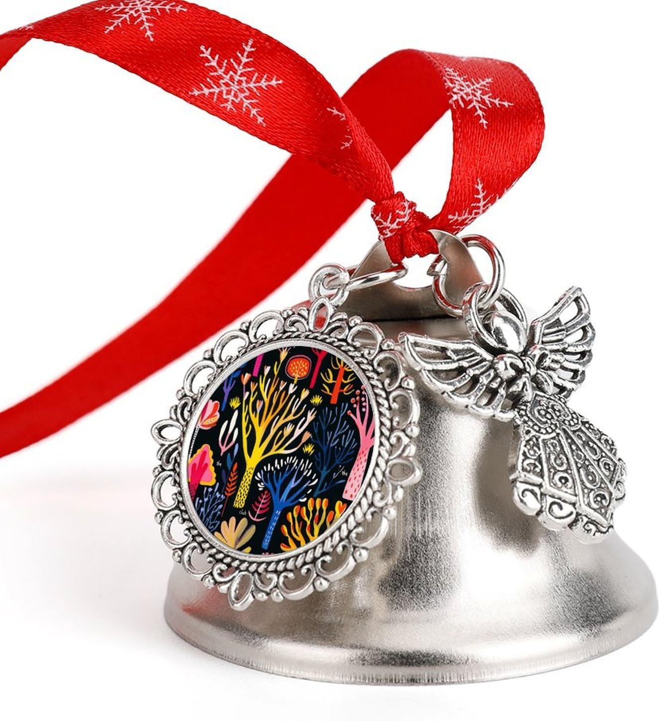 Christmas Bells Trees and Plants Printed Lucky Bells Christmas Decor Jingling Bell Ornaments for Christmas Tree Wing Bell