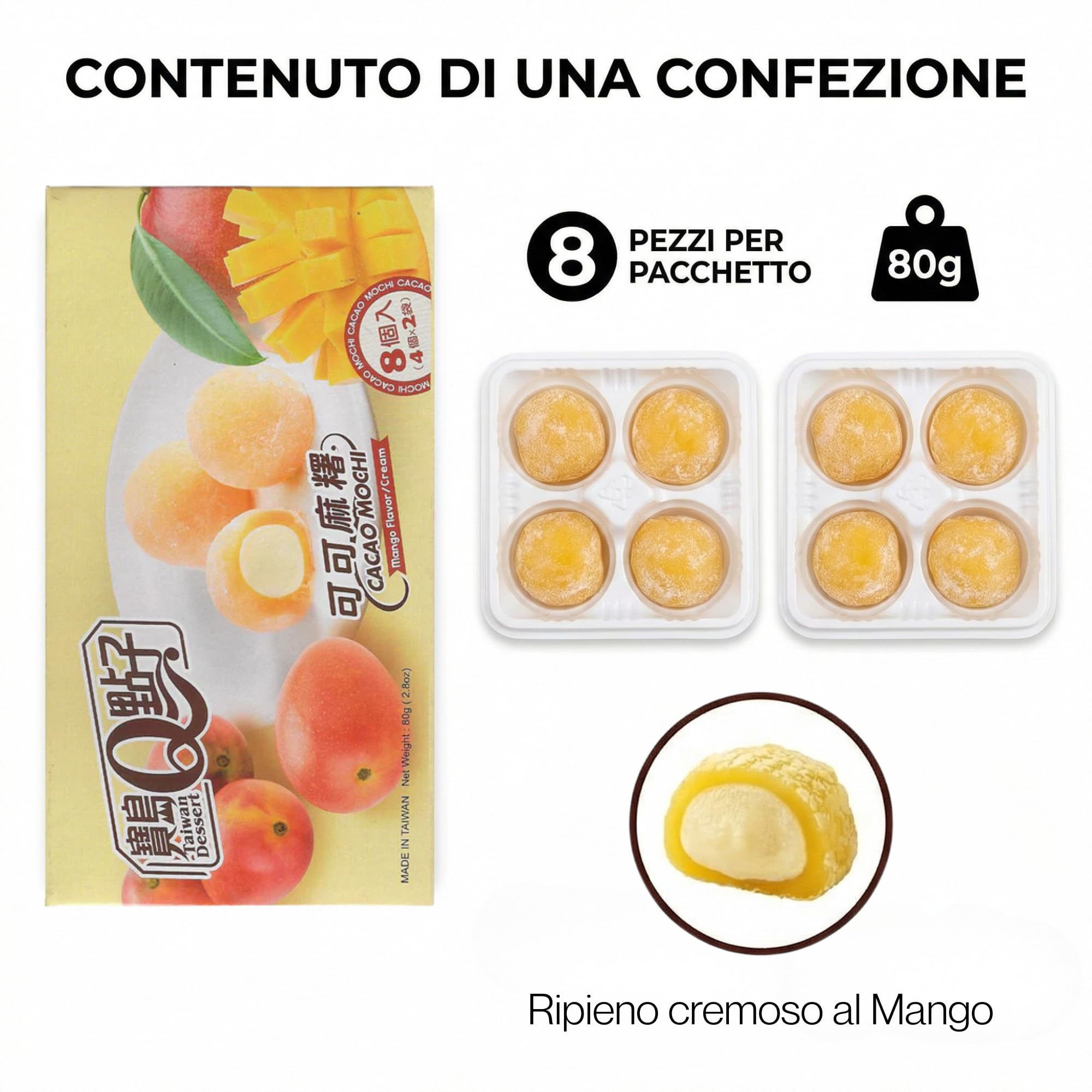 Hu Taste Mochi Mix Selezione Gourmet - Kit 5 Gusti: Matcha, Cioccolato, Latte, Mango e Uva - Box Snack Giapponesi e Dolci Asiatici Assortiti (Gusti Cremosi: Mango, Cioccolato, Latte, Matcha e Uva)