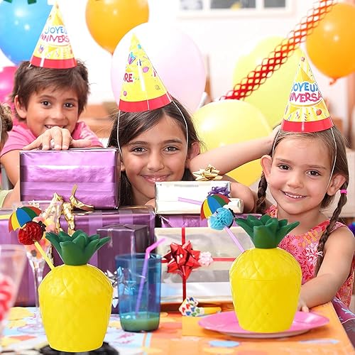 Miniatura 8 de ALINK 50 popotes de coco + 12 tazas de piña con 12 popotes y 12 púas