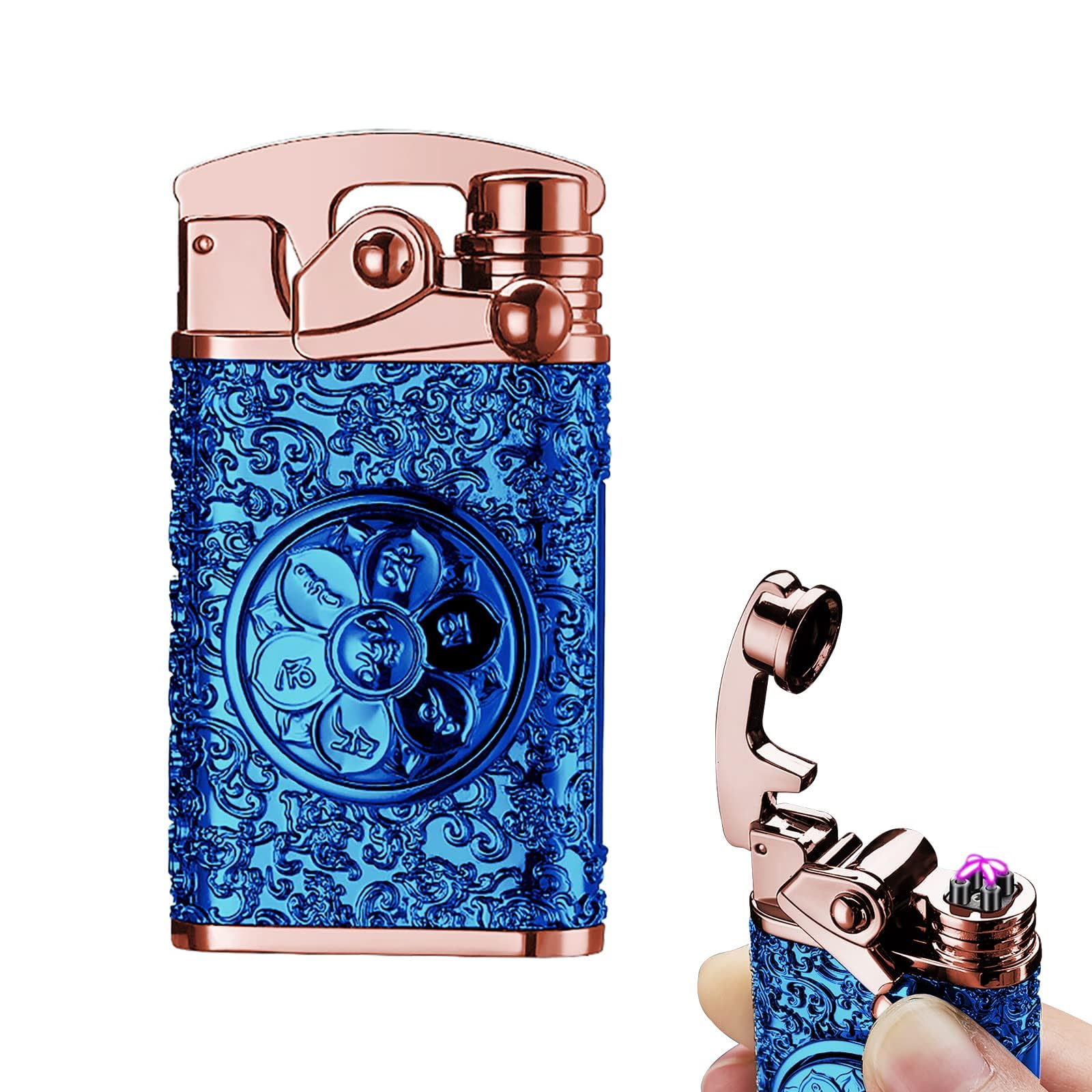 GADATOP Briquet électrique à arc plasma sans flamme rechargeable USB-C (bleu)