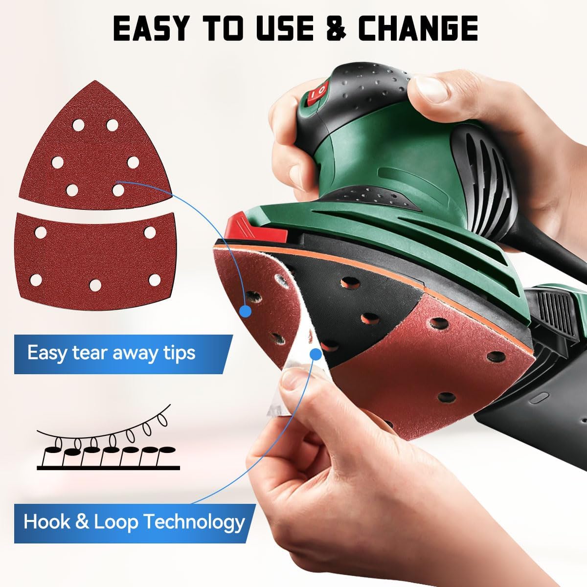 60 hojas de lijado, papel de lija de ratón Prio-Triángulo para adaptarse a Bosch Multi-Sander PSM 100A PSM 200 AES PSM 18, 11 agujeros surtidos de grano 40/60/80/120/180/240