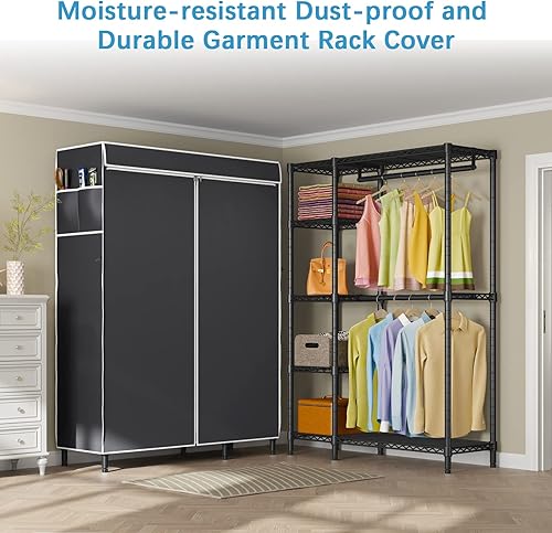 Miniatura 4 de VIPEK V7C - Perchero básico con cubierta, armarios portátiles para colgar ropa, perchero resistente con estantes, armario independiente de metal,