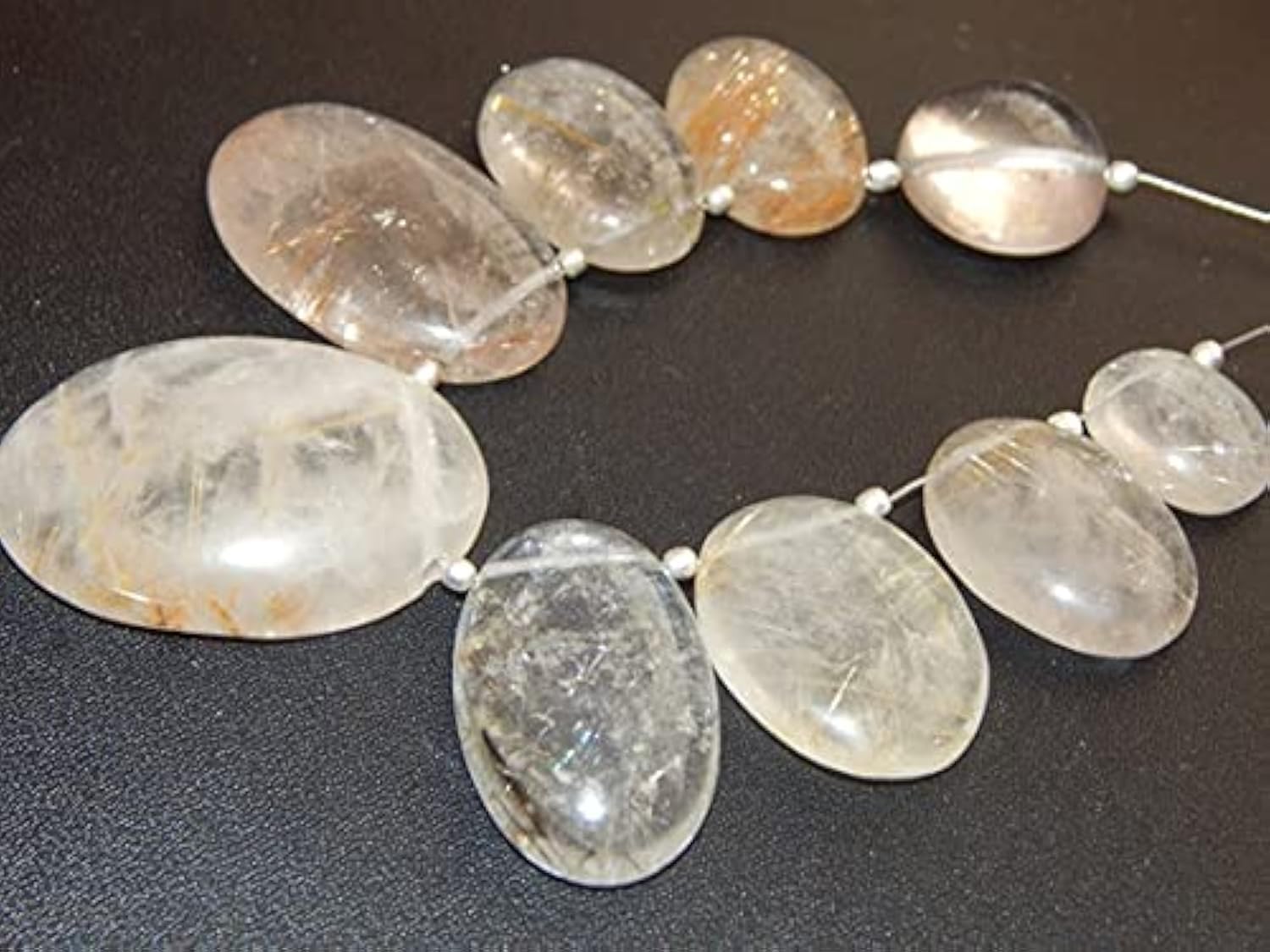 Quartz rutilé doré ovale LKBEADS pour réparer et personnaliser un bijou