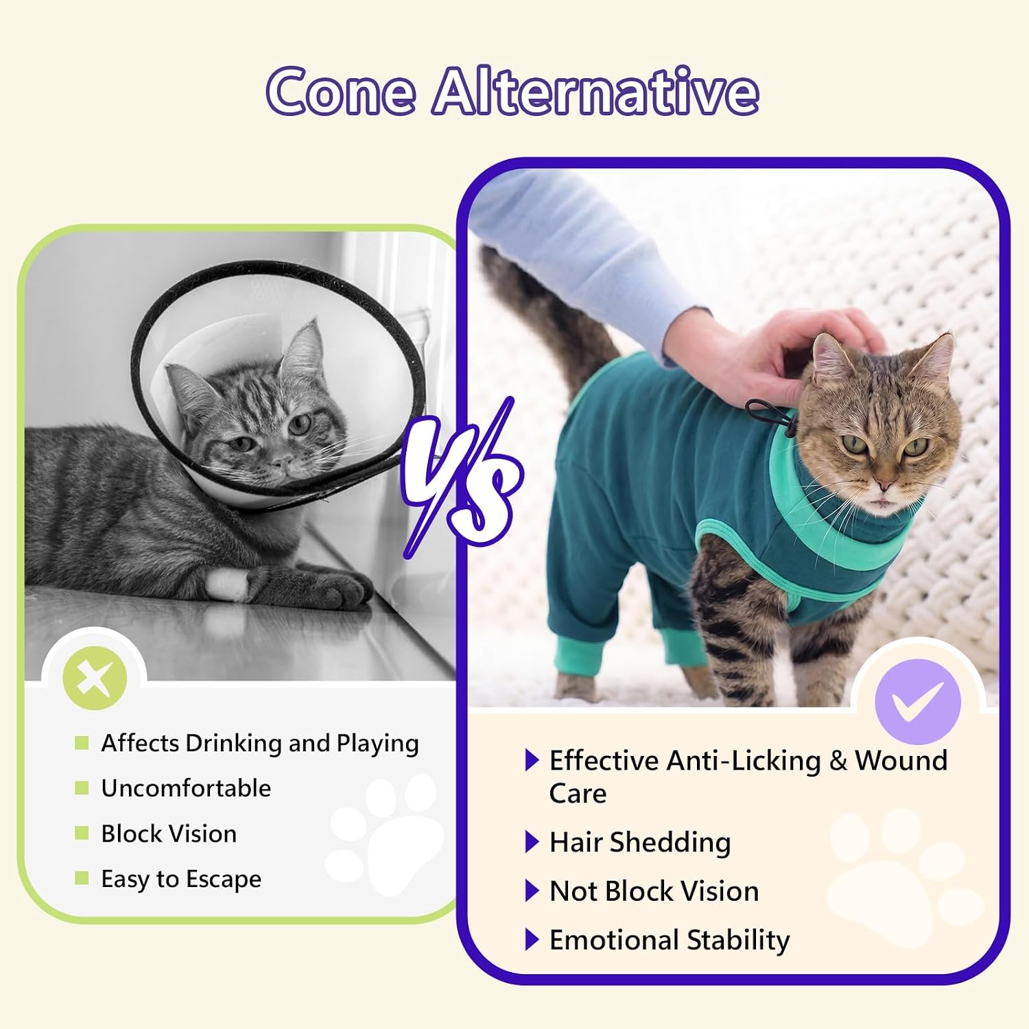 BRKURLEG Cat Recovery Suit with Hind Legs, Soft Post Spay Onesie, Green L | Anti-Licking Abdominal & Hind Leg Wound Protector for Female Cats & Kittens After Surgery, Cone Alternative, Cat Pajamas