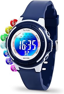 Digital Kids Watch with 7 Color Lights 50M Waterproof,Alarm,Stopwatch,Soft Strap,Children Gifts Sports Watch for Boys Girls 5-12 Years