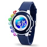 Digital Kids Watch with 7 Color Lights 50M Waterproof,Alarm,Stopwatch,Soft Strap,Children Gifts Sports Watch for Boys Girls 5-12 Years