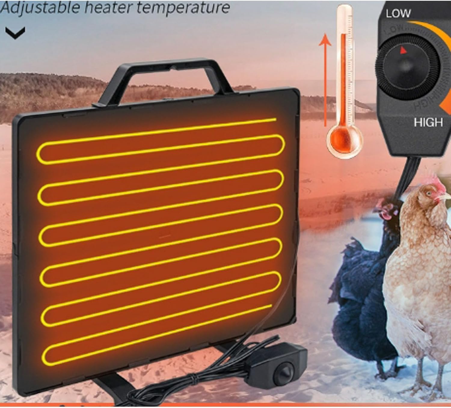 Calentador para Gallineros, Placa Calefactora con Termostato Y Temperatura Ajustable para Criadoras De Perros Y Pollitos, Ideal para Diversos Animales.