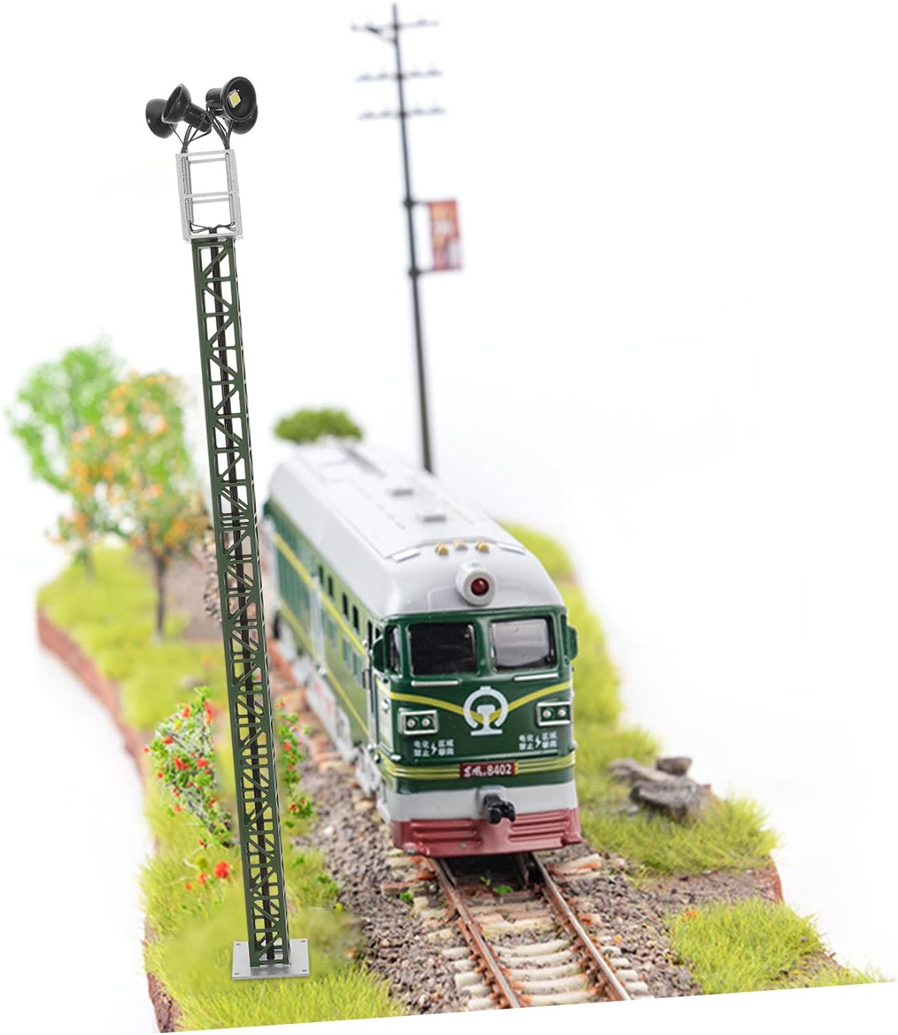Angoily Mini Railroad Light Scale Train Accessory for Model Train Layouts and Mini House Decor Realistic Traffic Table Landscape Ornament 8.46In Length