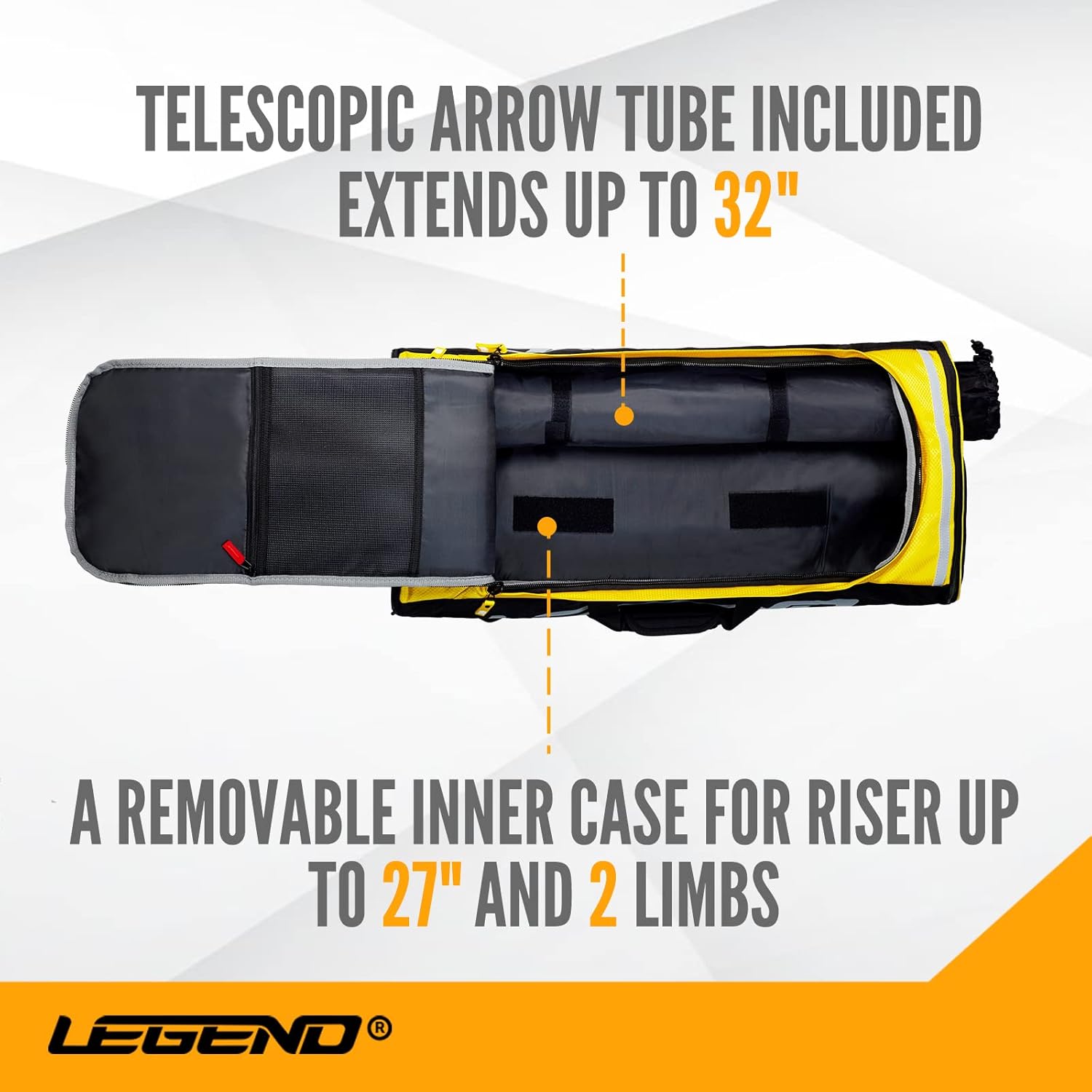 Legend XT720 Takedown Recurve Bow Case - Protective Nylon Archery Backpack Bag, Padded Recurve Bow and Arrow Case for Archery Accessories & Gears with Multiple Pockets, Arrow Tube Included