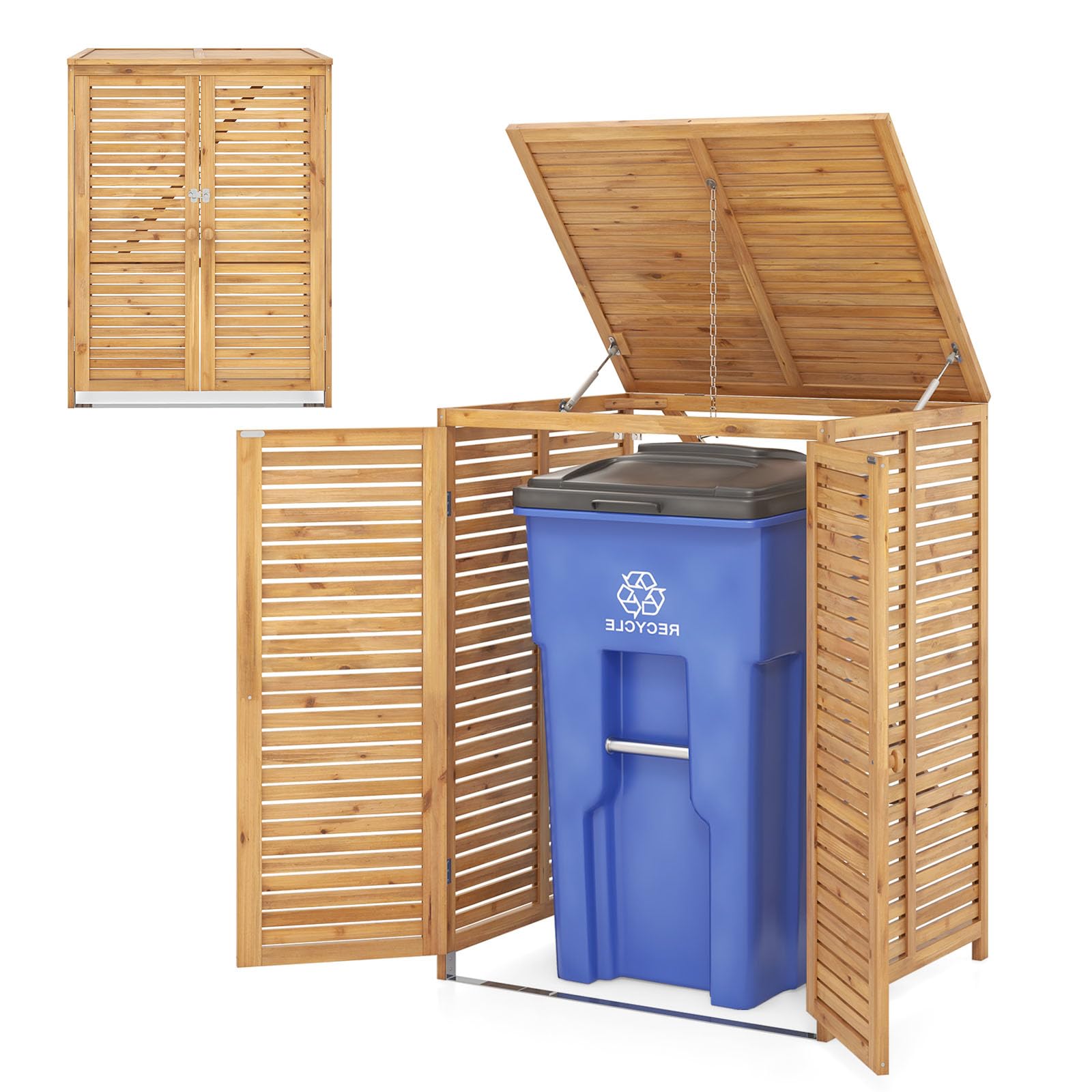 Poubelle D'extérieur 118 L Avec Couvercle étanche - Dimensions 40 X 40 X 86 Cm, Couleur Marron, Bac De Récupération Intégré