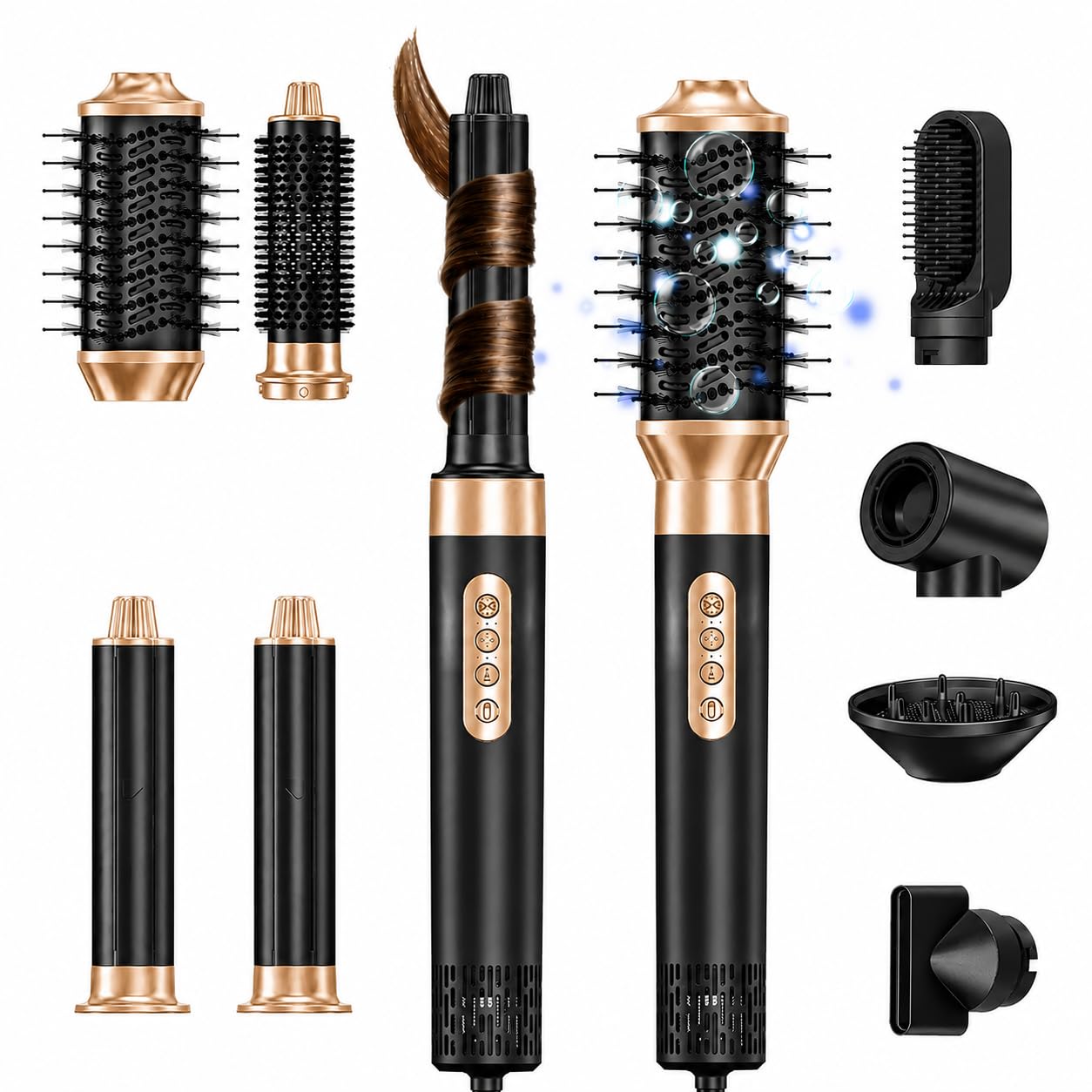 RUCHA 8 in 1 Hair Styler High Speed Blow Dryer Brush Set Black