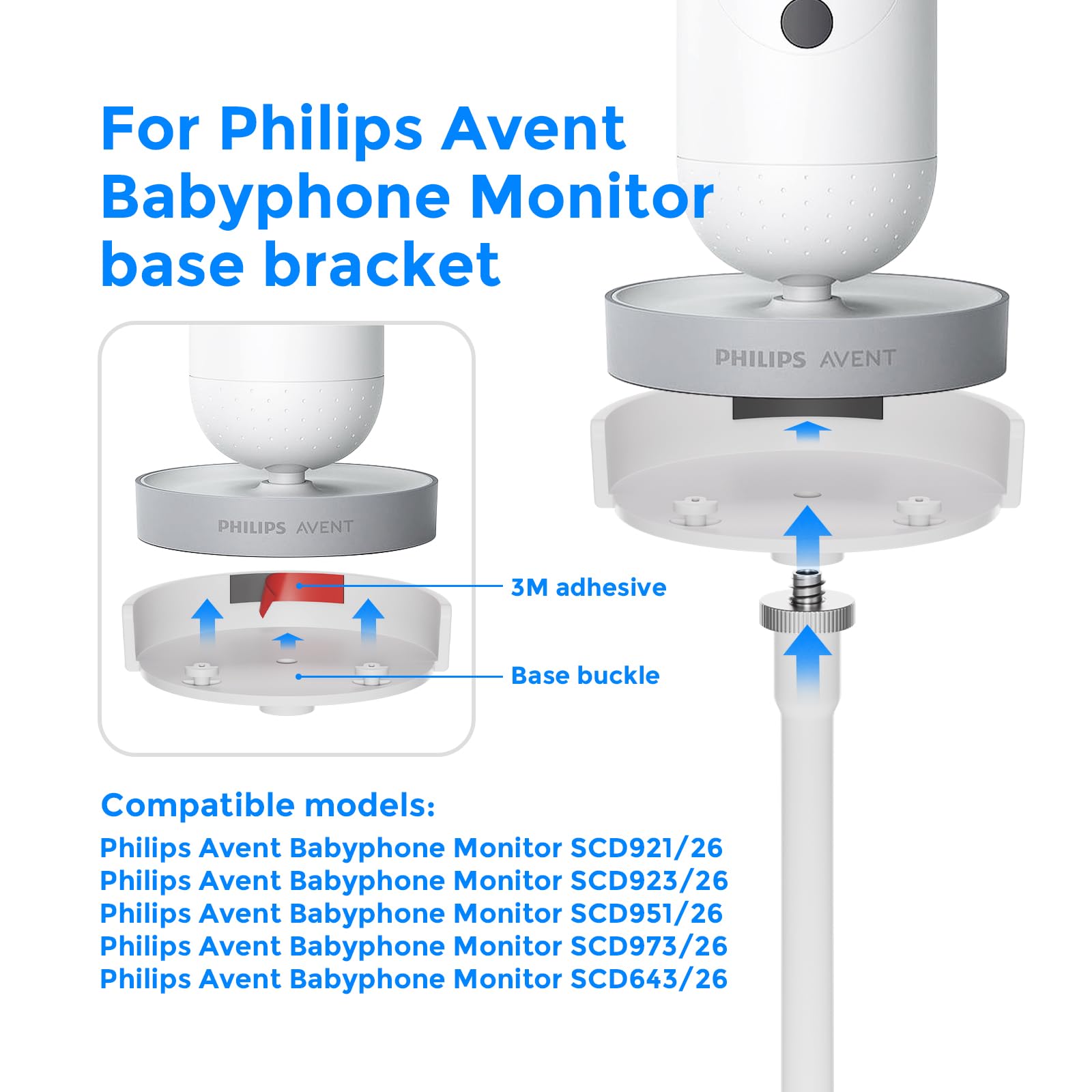 Tyeyober Flexible Twist Clip holder for Philips Avent Baby Monitor,Monitor holder for Philips Avent baby monitor SCD923/26,SCD921/26,SCD643/26,SCD973/26,SCD951/26,Flexible Twist Bracket - Image 2
