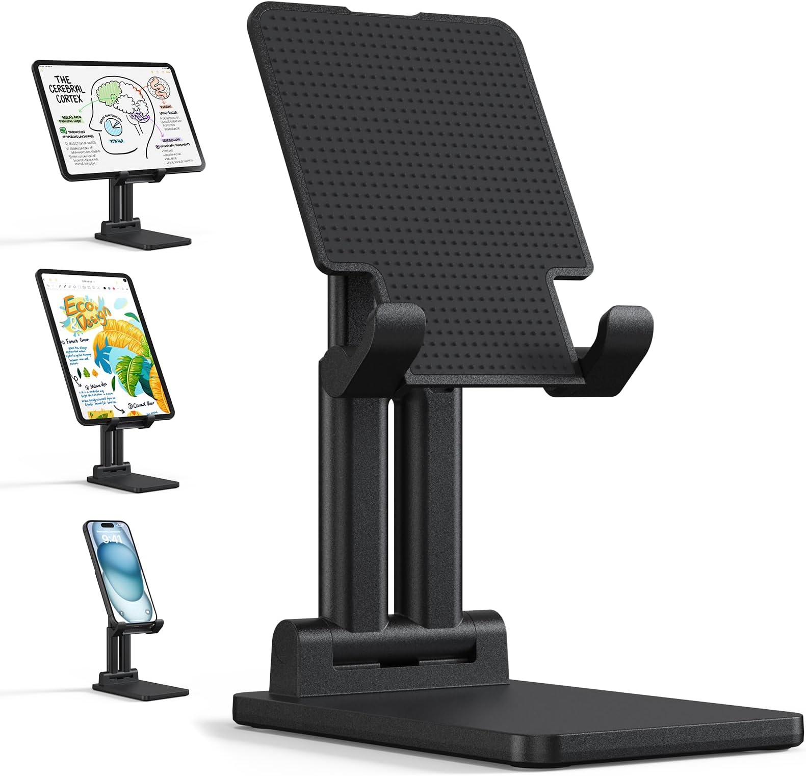 ARZOPA Cell Phone Stand Angle Height Adjustable Phone Holder for Desk, Foldable Phone Stand, Compatible with iPhone, iPad, Surface Pro, Portable Monitor 7" - 15.6"