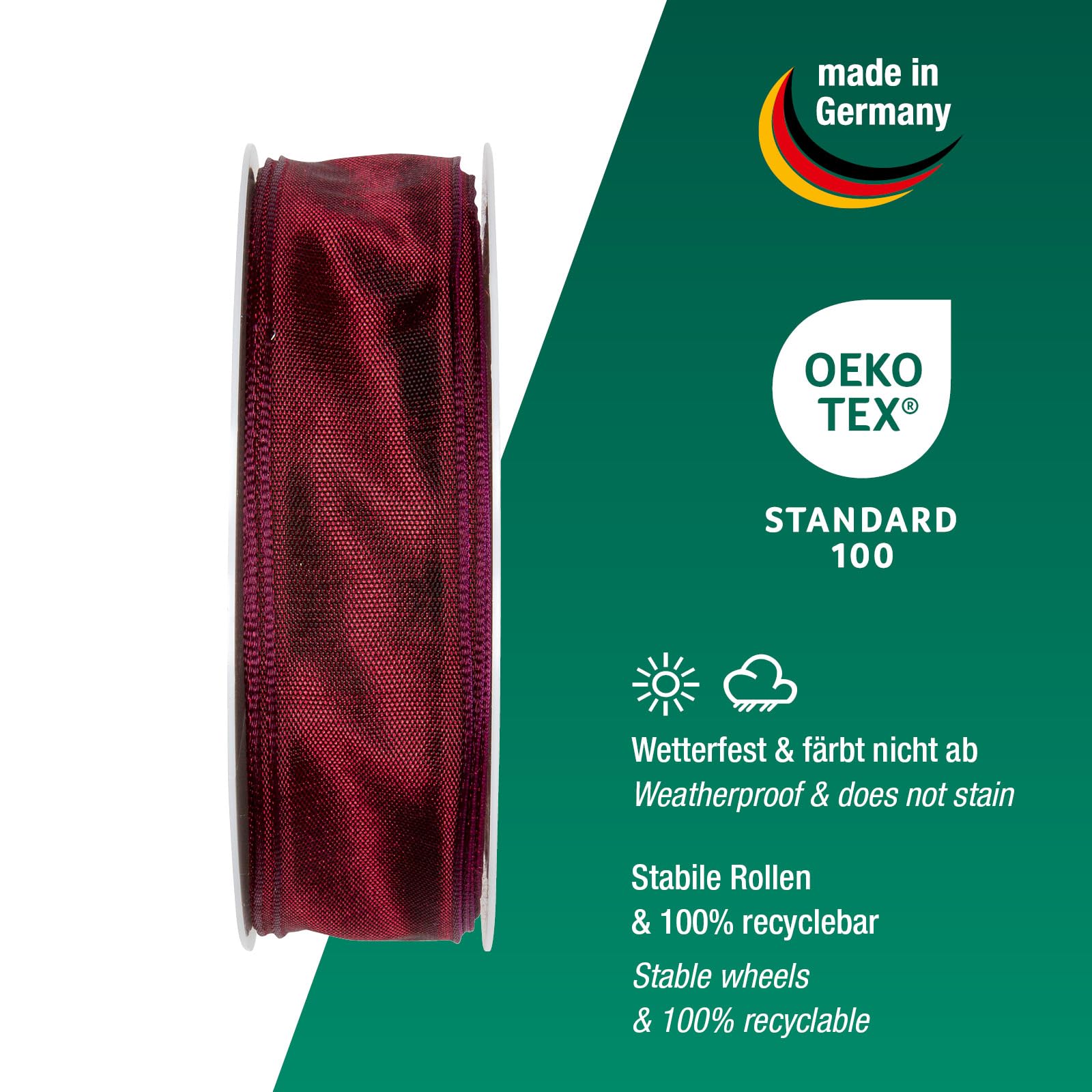 Halbach Seidenbänder Premium Gift Ribbon with Wired Edge, Width 25 mm, Length 25 m, Oeko-Tex 100 Certified Ribbon - Image 3