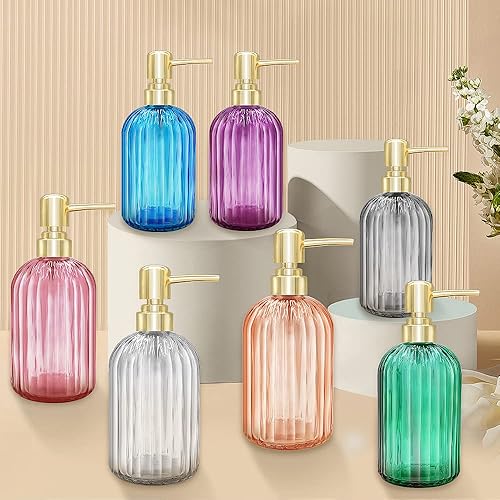 Miniatura 7 de Ambre - Paquete de 2 dispensadores de jabón de cocina de 14 onzas con bomba, botella transparente para jabón de manos o platos