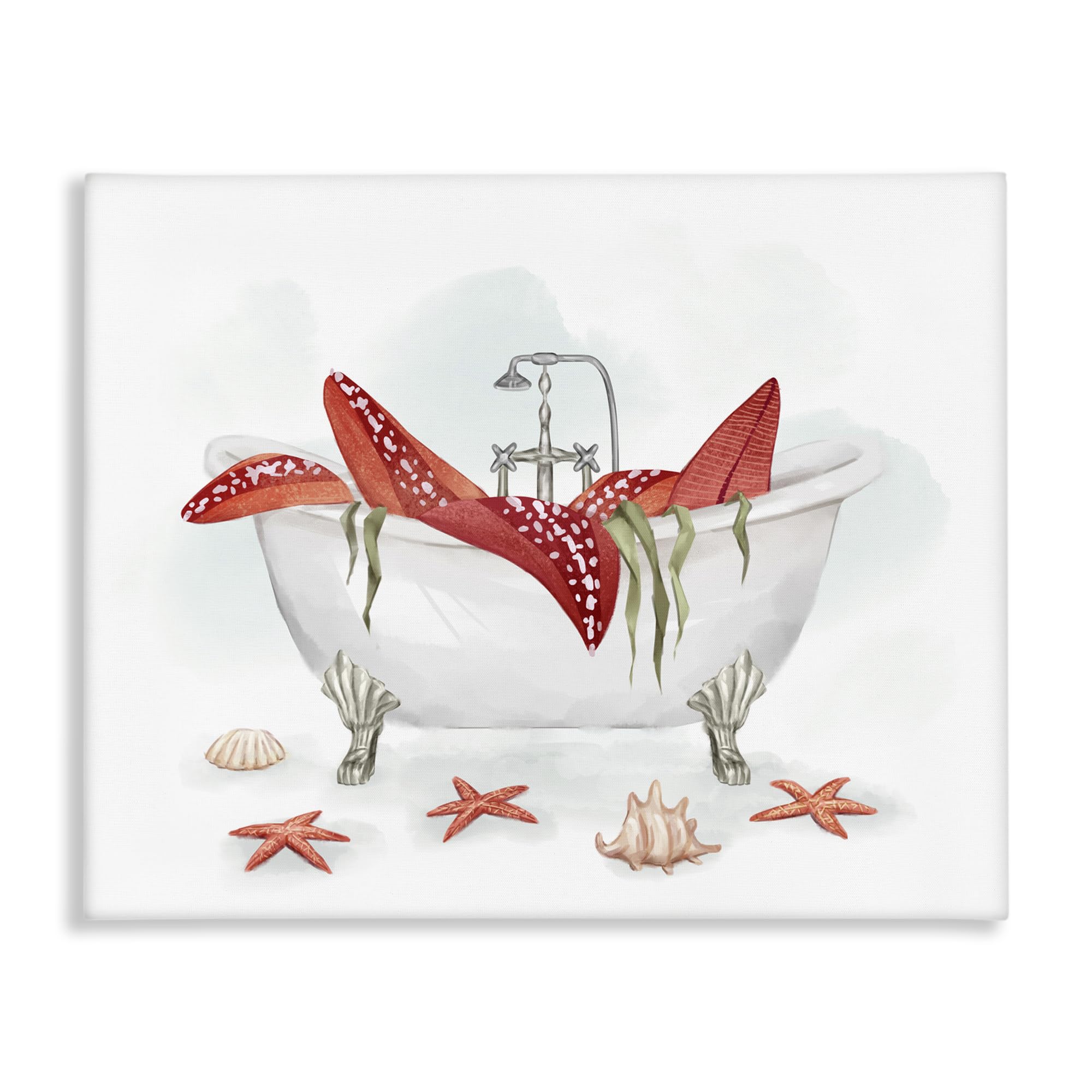 Stupell Industries Large Red Starfish Ocean Inspired Claw Bath Tub