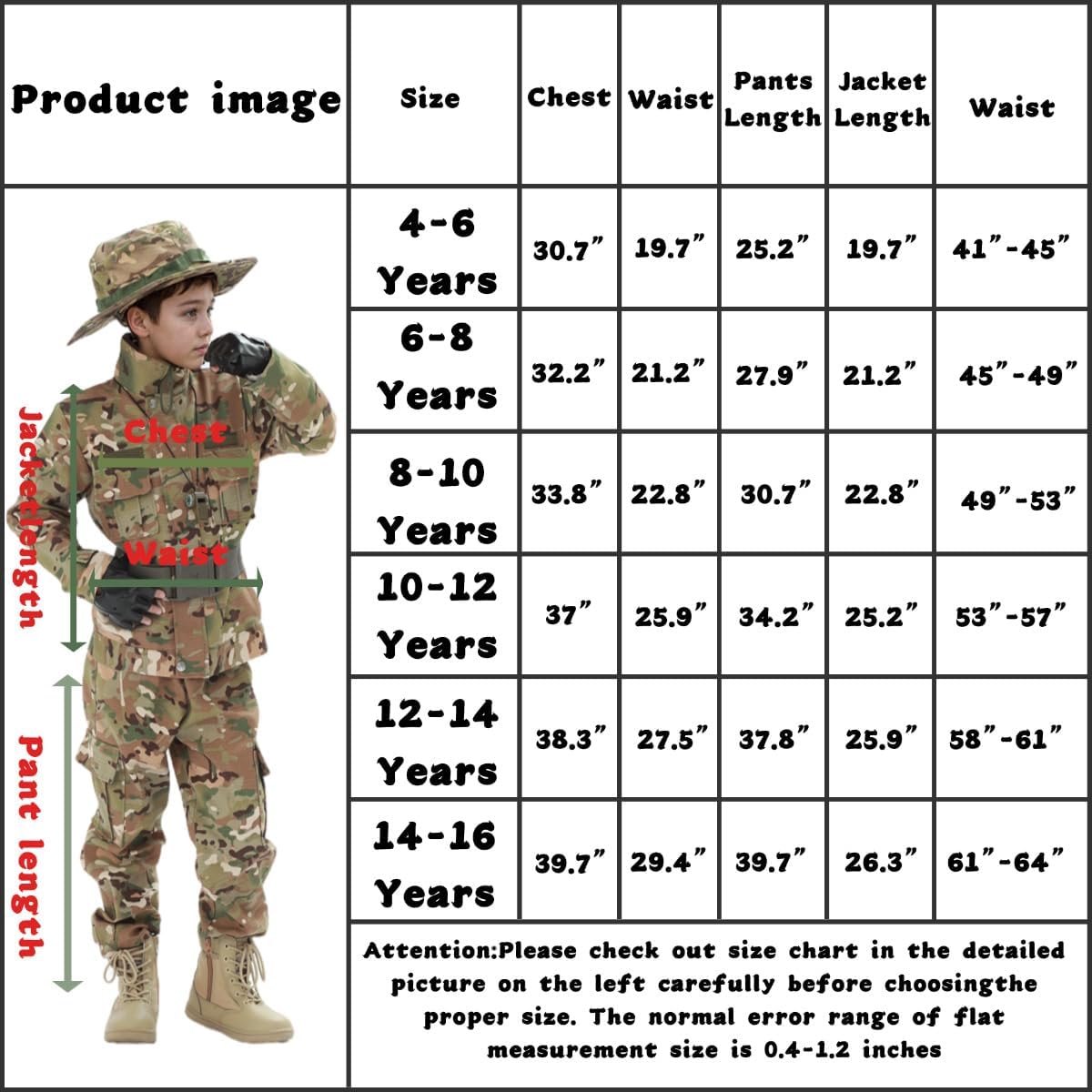 Army Costume for Boys, Kids Military Costume, Camo Special Forces Outfit for Kids Halloween Cosplay, - Image 6