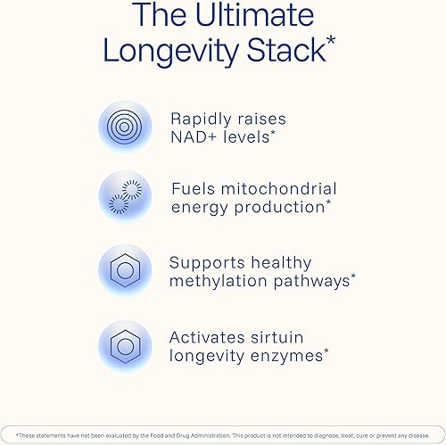 Miniatura 3 de ProHealth Suplemento activador NAD+ completo de nicotinamida Riboside Pro. 500 mg de ribósido de nicotinamida como malato de hidrógeno NR, más 250